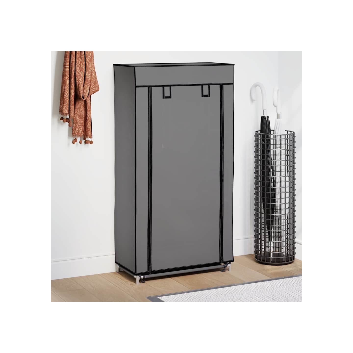 Armoire à chaussures avec housse Gris 58x28x106 cm Tissu