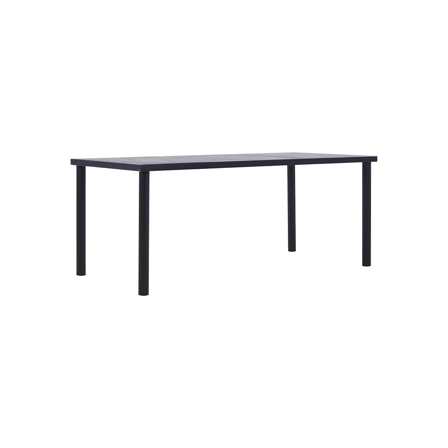 Table à manger Noir et gris béton 200x100x75 cm MDF