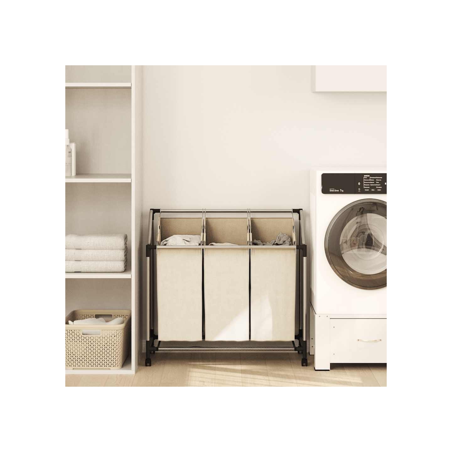 Trieuse à linge avec 3 sacs Crème Acier