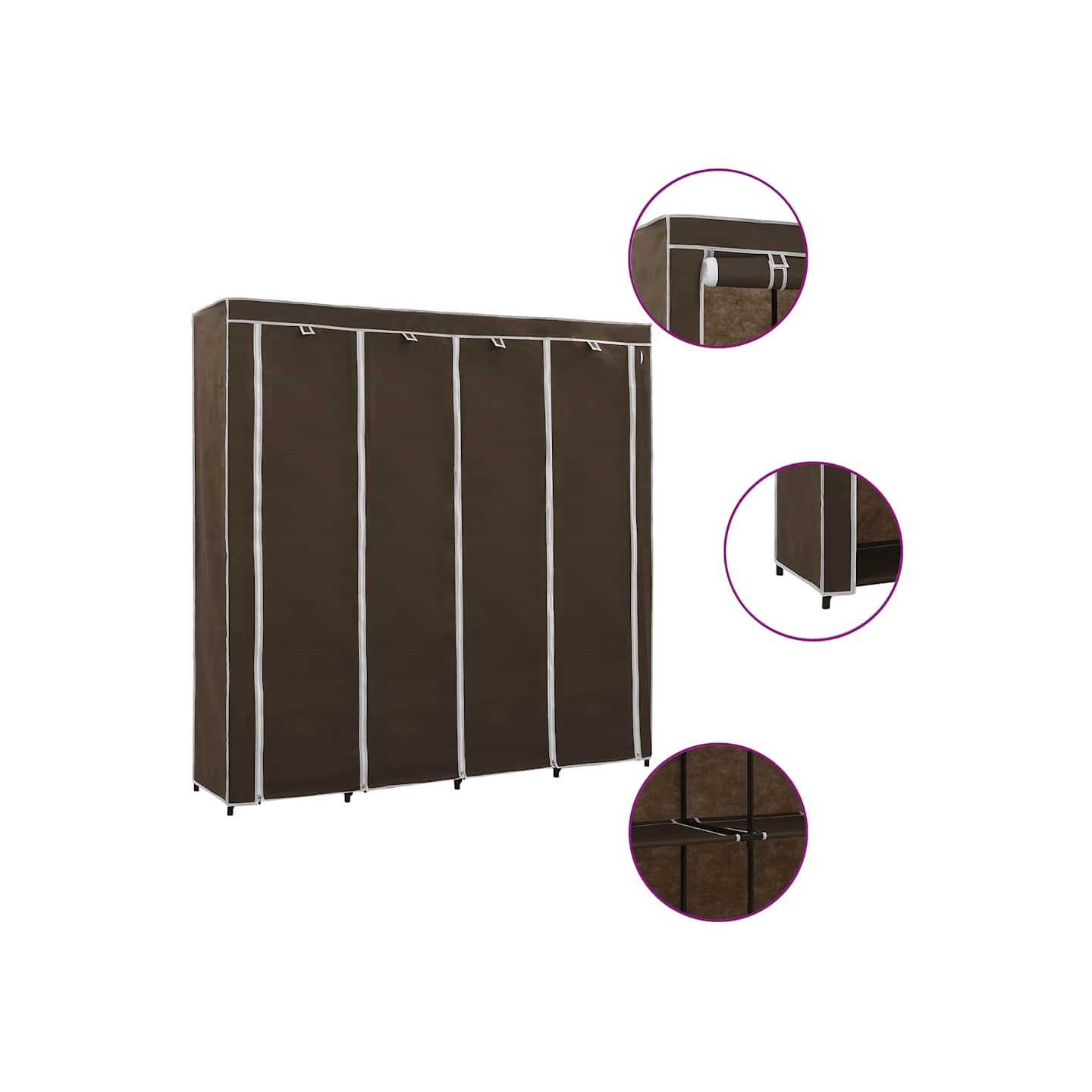 Garde-robe avec 4 compartiments Marron 175x45x170 cm
