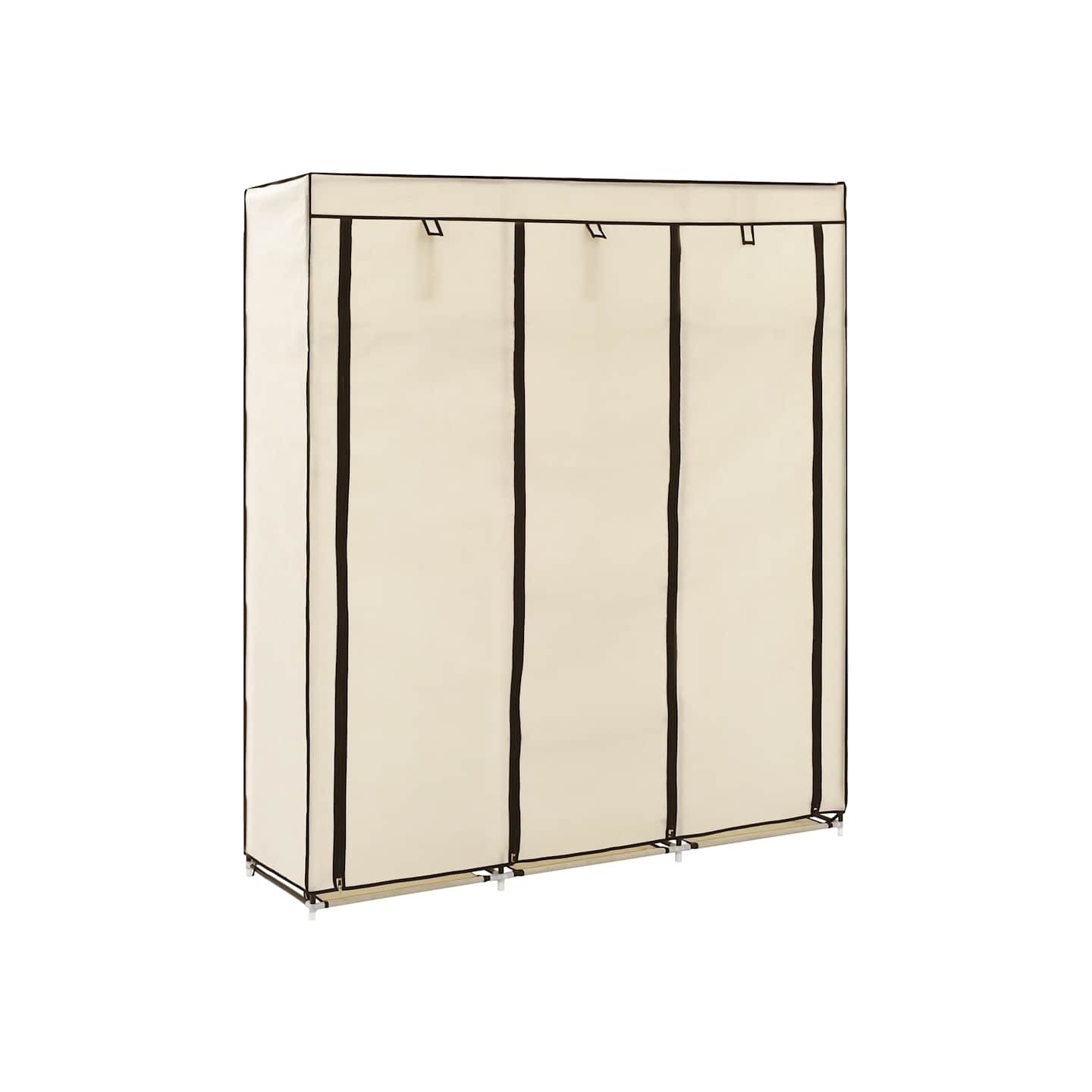 Armoire avec compartiments et barres Crème 150x45x175 cm Tissu