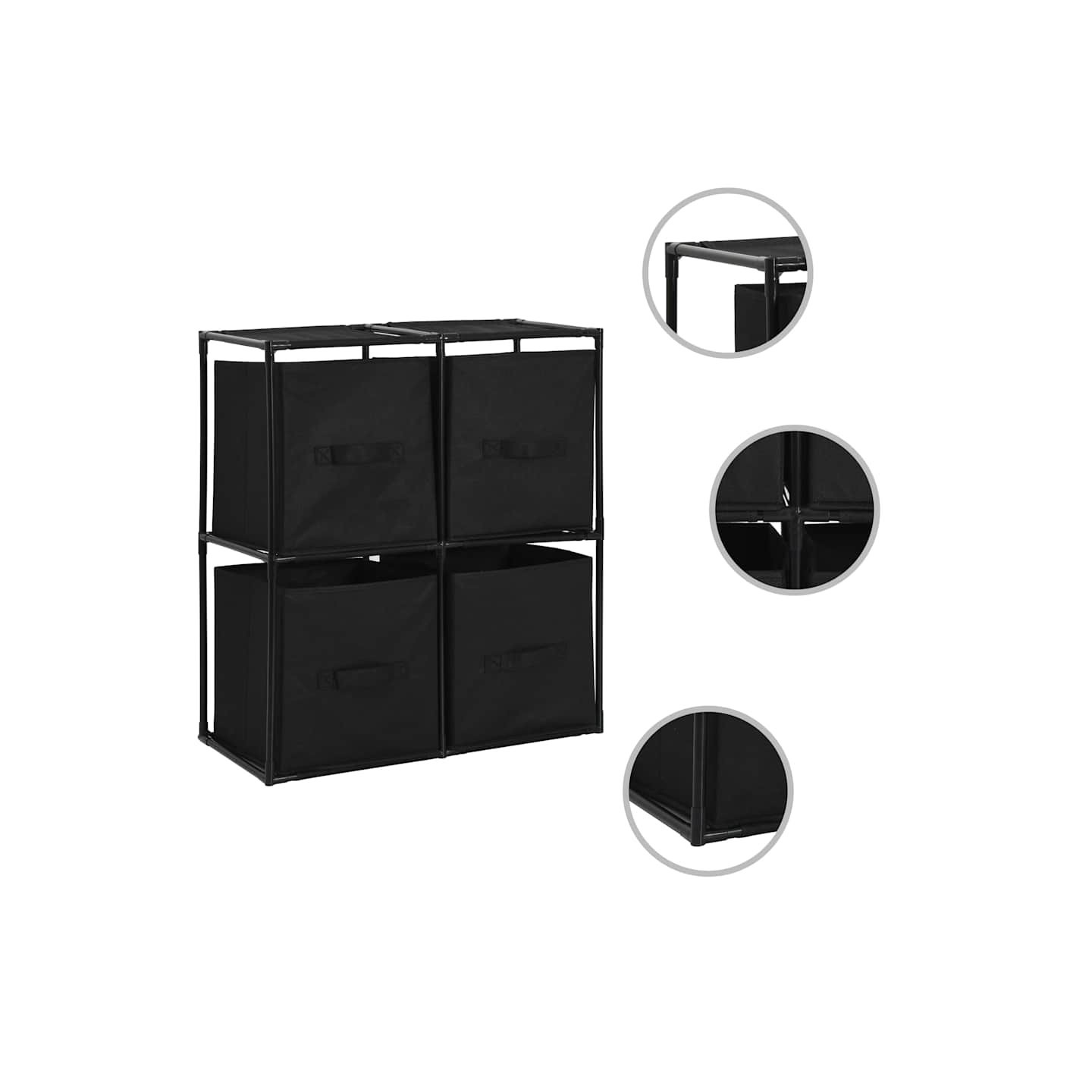 Armoire de rangement avec 4 paniers tissu Noir 63x30x71cm Acier