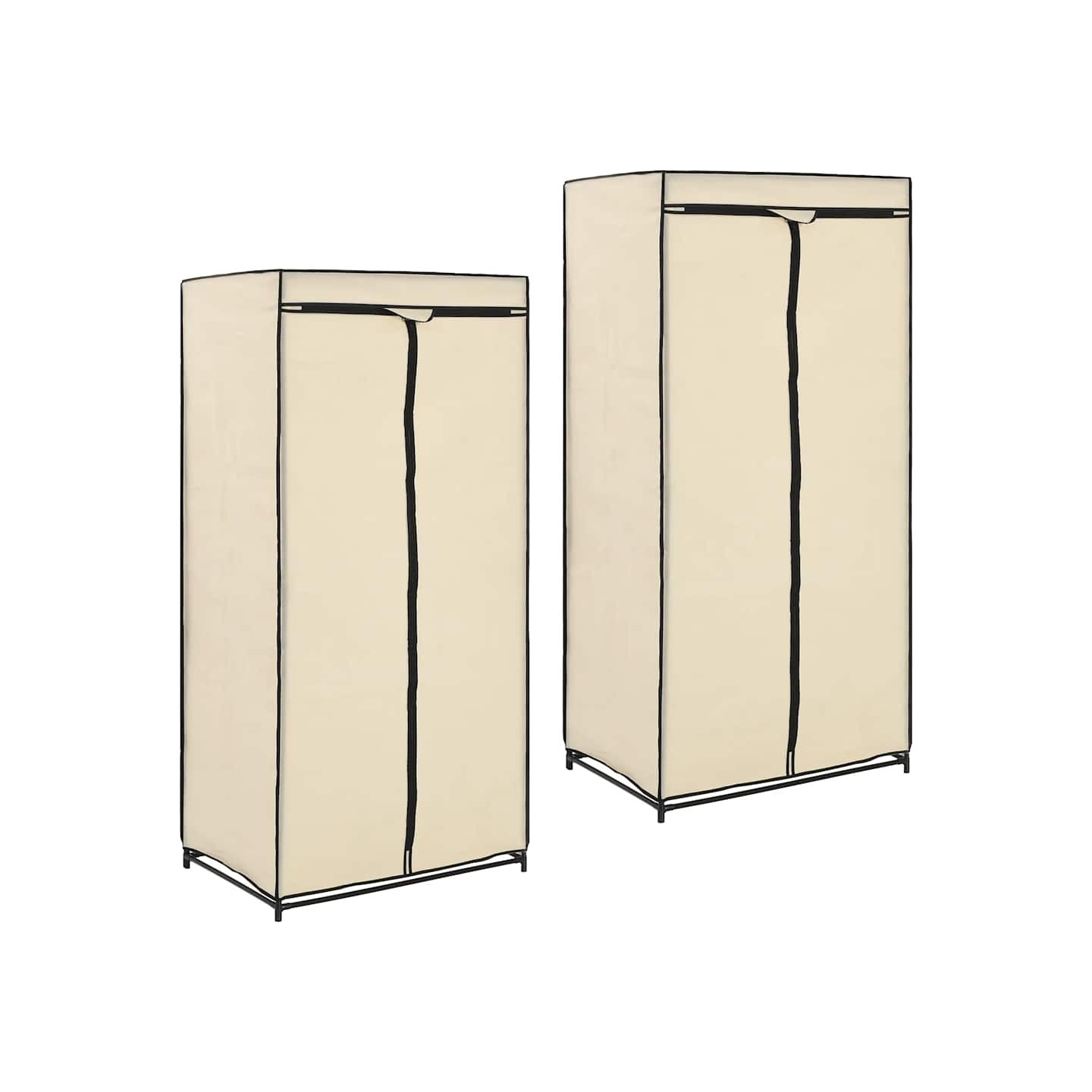 2 pcs Garde-robes Crème 75x50x160 cm