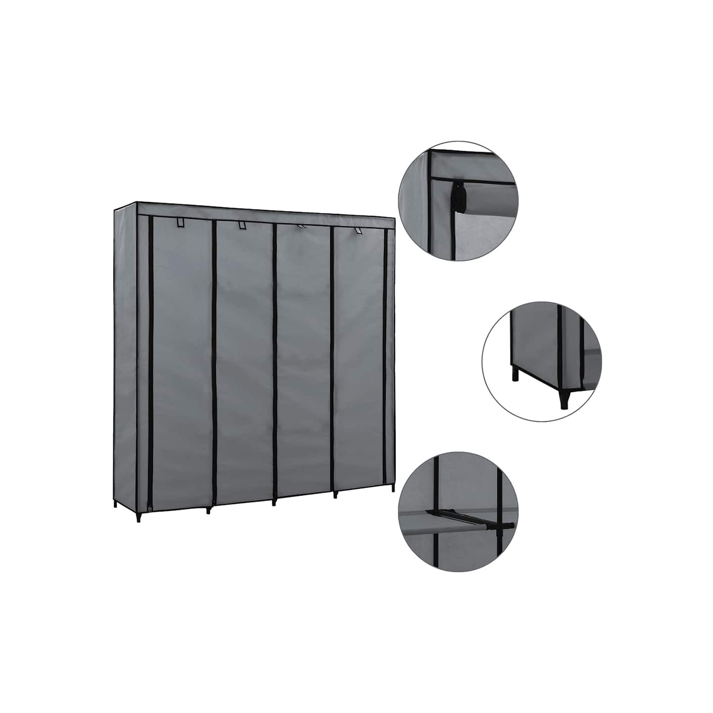 Garde-robe avec 4 compartiments Gris 175x45x170 cm