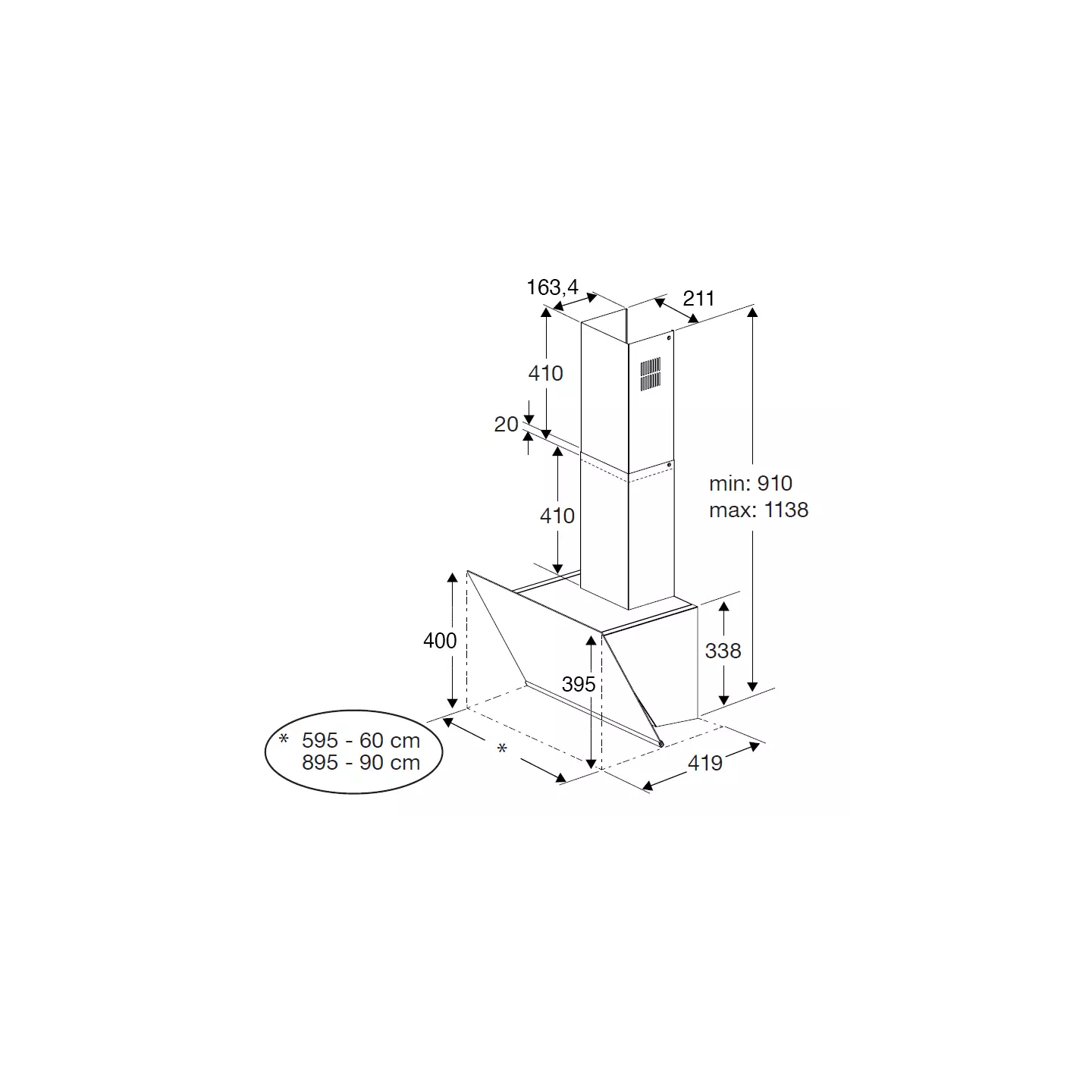 Hotte murale Beko b300 BHCA62442BBH 59,5 cm noire | Nimestore