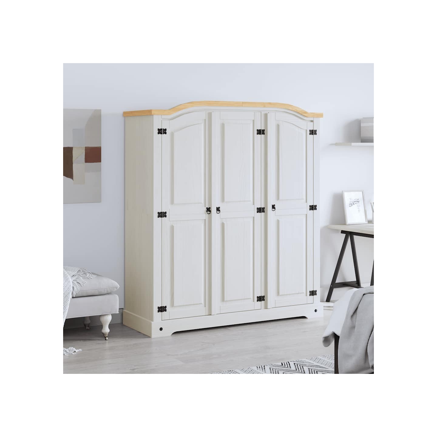Garde-robe avec 3 portes Gamme Corona pin mexicain Blanc