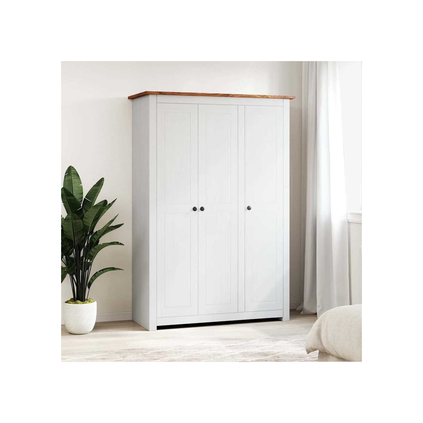 Garde-robe 3 portes Blanc 118x50x171,5cm Pin Assortiment Panama