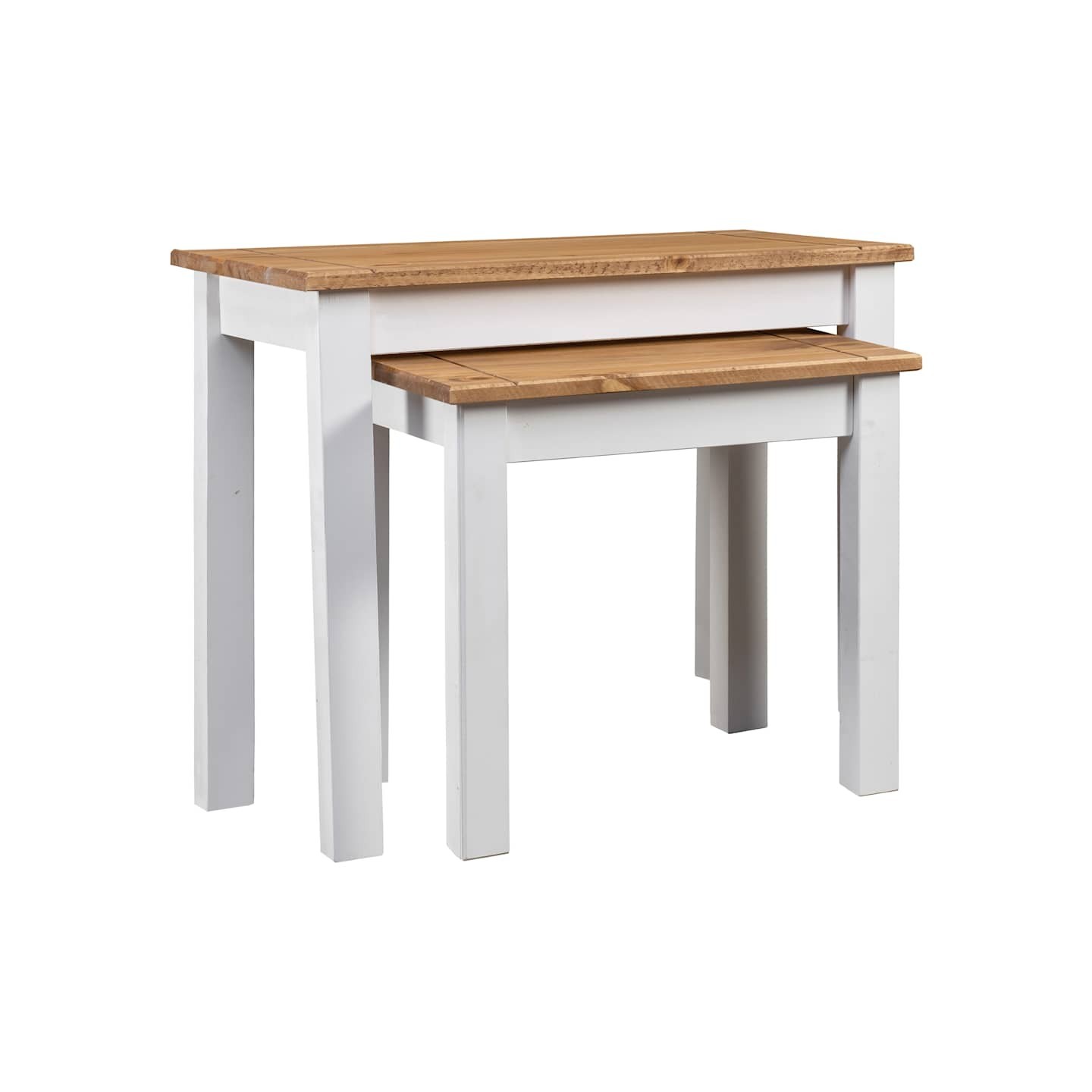 Tables gigognes 2pcs Blanc Bois pin massif Assortiment Panama