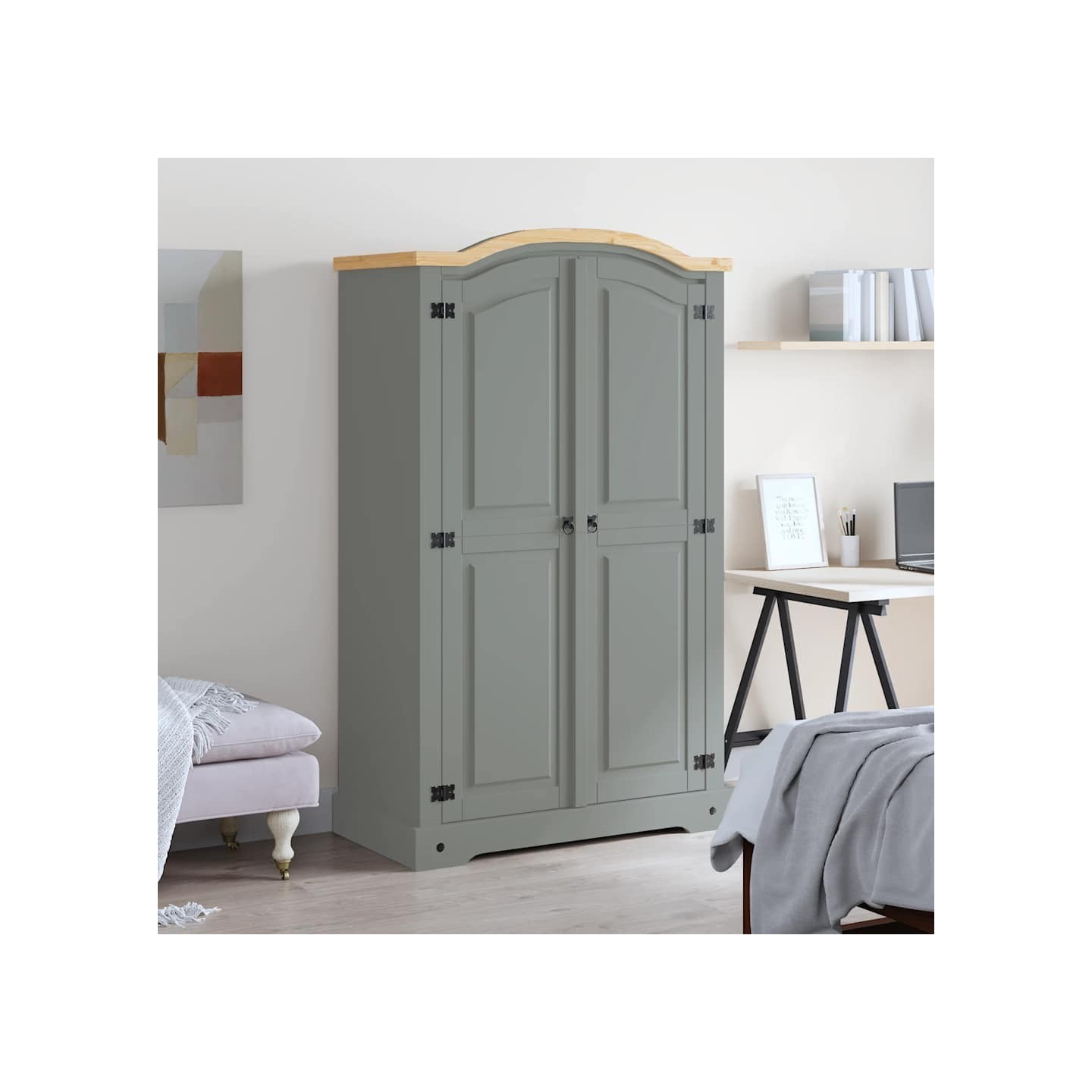 Garde-robe avec 2 portes Gamme Corona pin mexicain Gris
