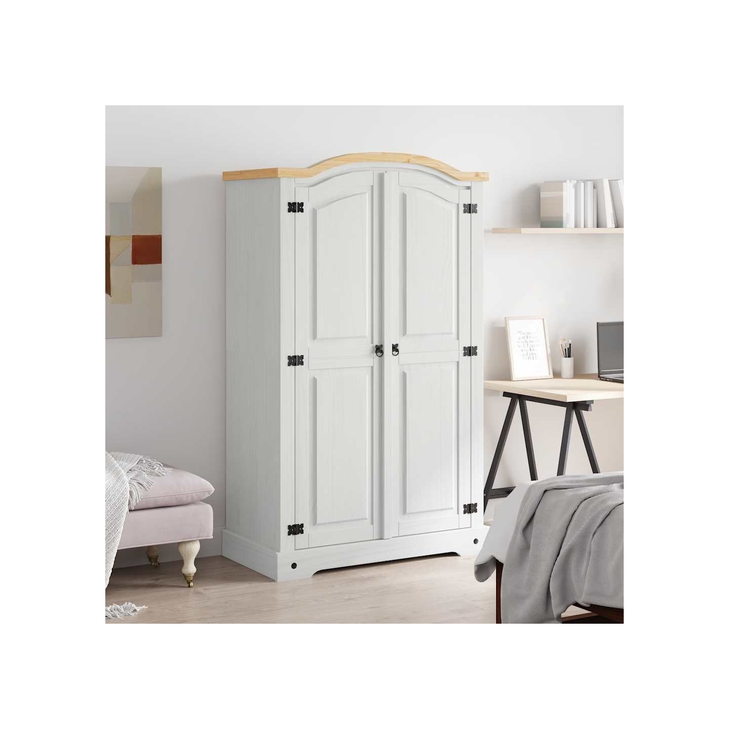 Garde-robe avec 2 portes Gamme Corona pin mexicain Blanc