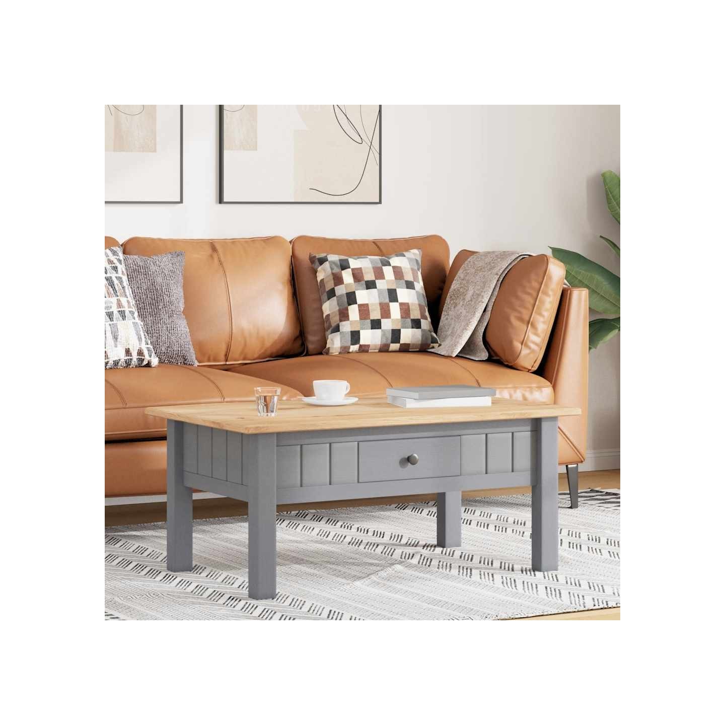 Table basse Gris 100x60x43,5 cm Pin massif Assortiment Panama