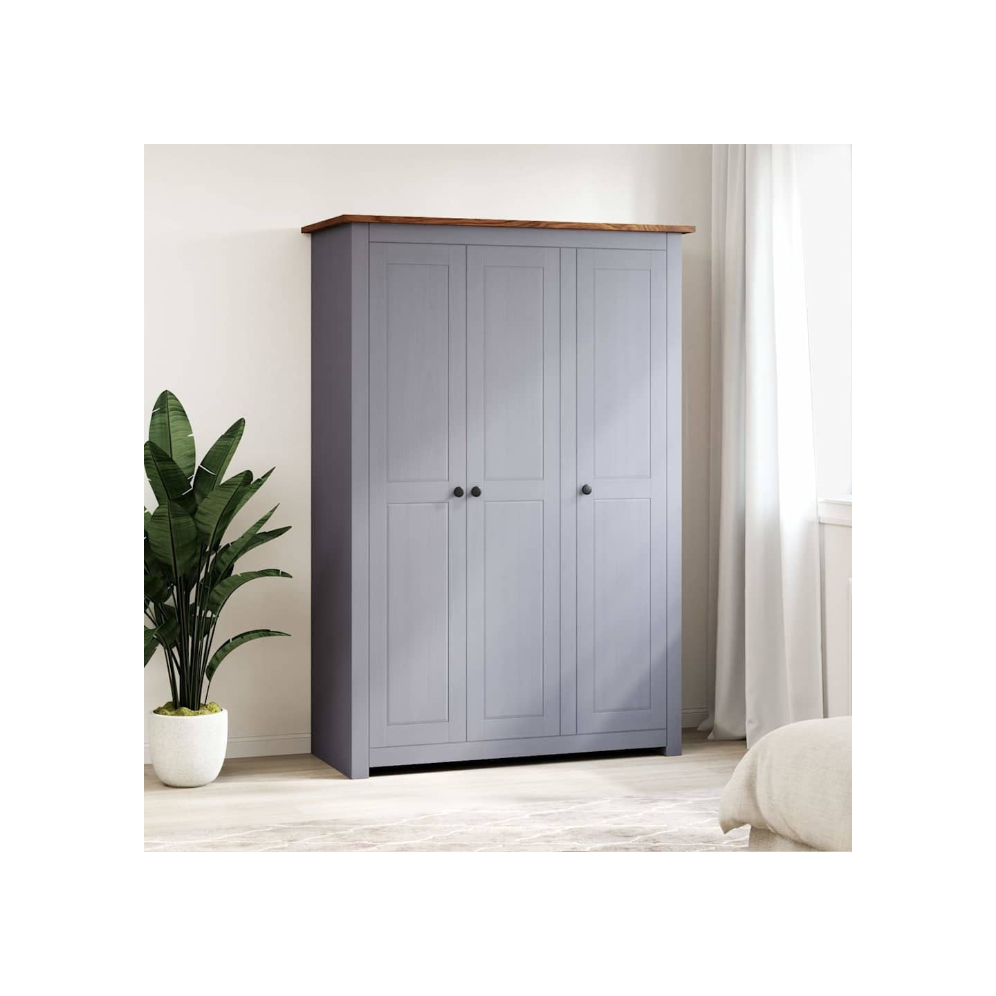 Garde-robe 3 portes Gris 118x50x171,5 cm Pin Assortiment Panama