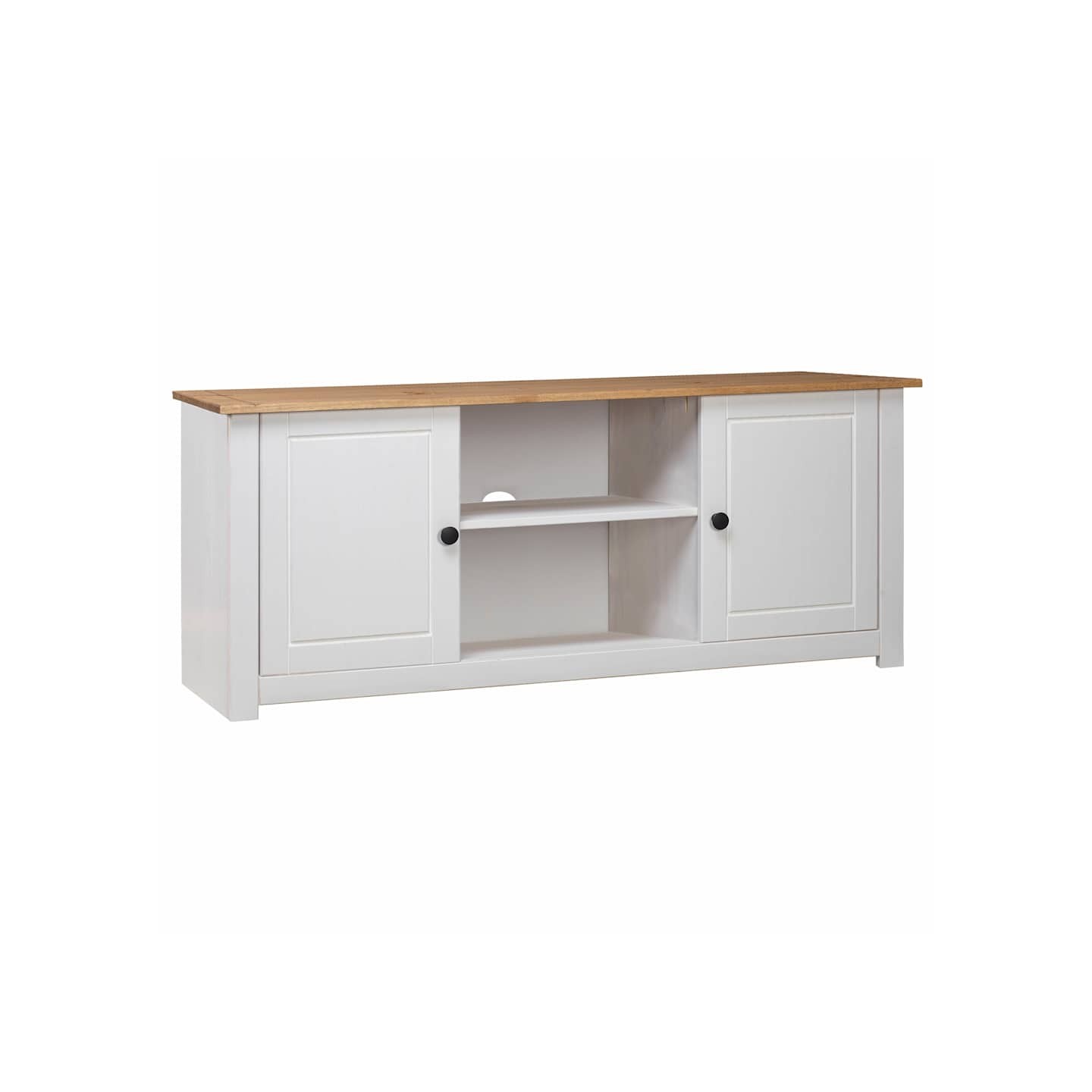 Meuble TV Blanc 120x40x50 cm Bois de pin massif Gamme Panama