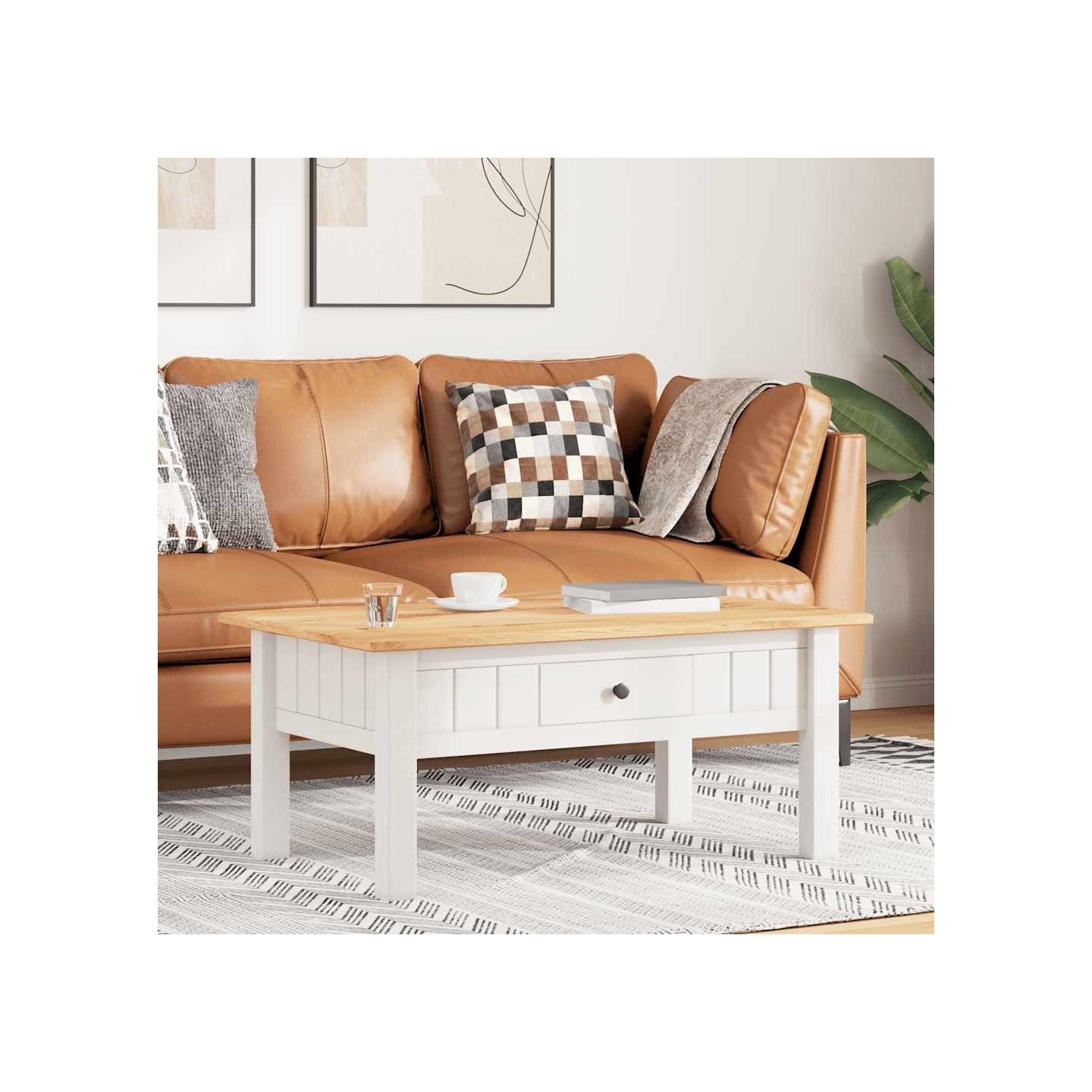 Table basse Blanc 100x60x43,5 cm Pin massif Assortiment Panama