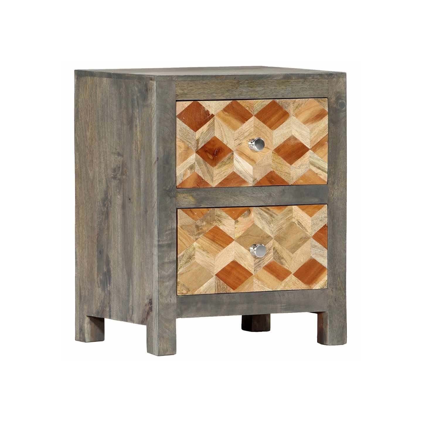 Table de chevet Gris 40x30x50 cm Bois de manguier massif