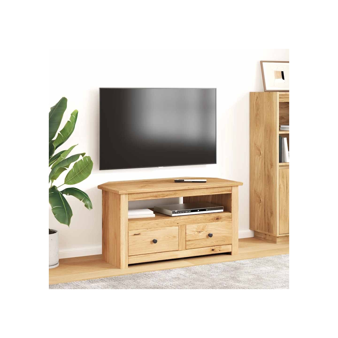 Meuble TV d'angle 93x49x49 cm Pin solide Assortiment Panama