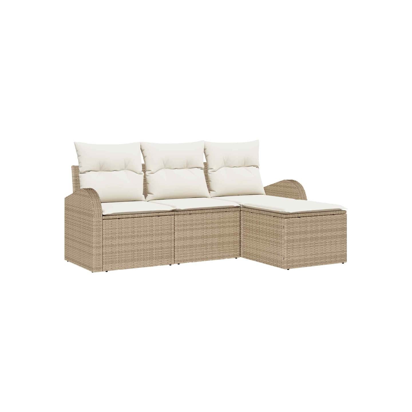Ensemble de Canapés 4 pc Beige et blanc polyrotin