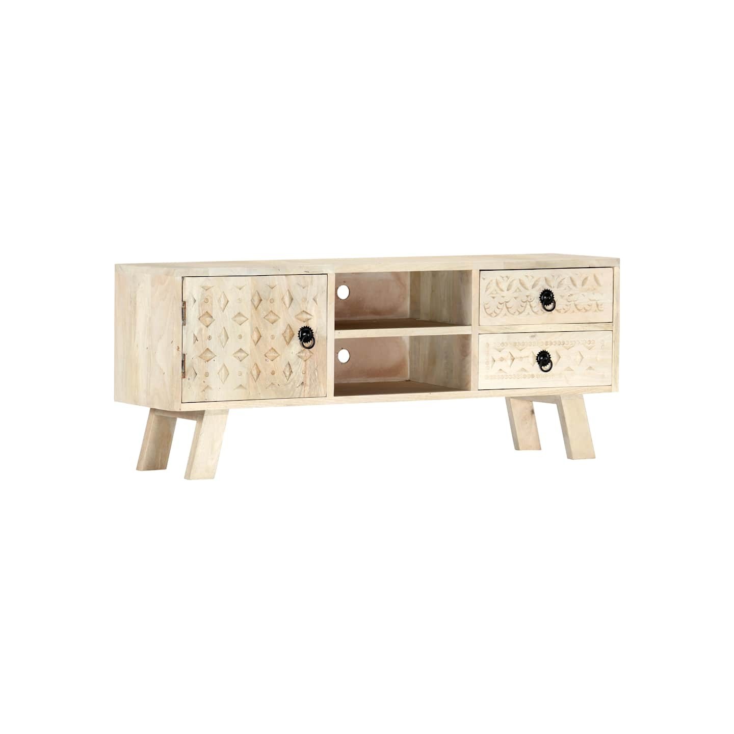 Meuble TV 110x30x44 cm Bois massif de manguier