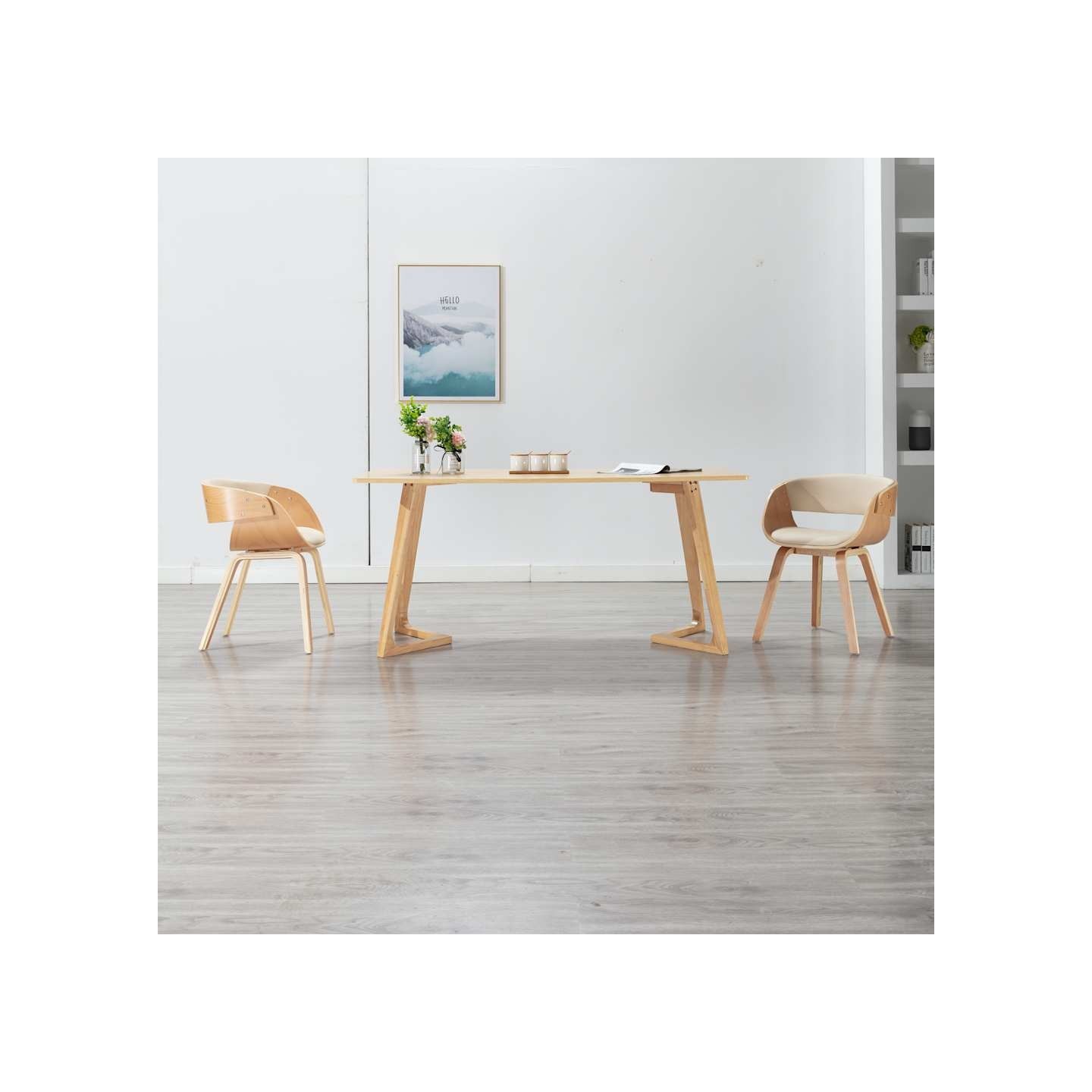Chaise à manger Crème Bois courbé et similicuir