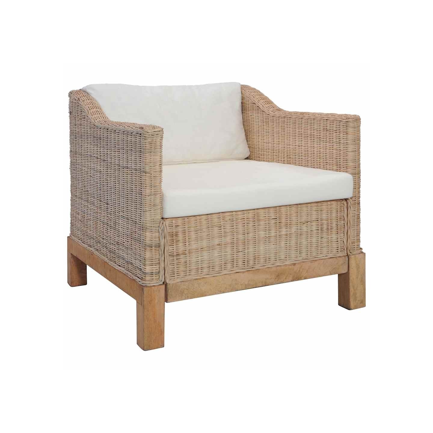 Fauteuil avec coussins Rotin naturel
