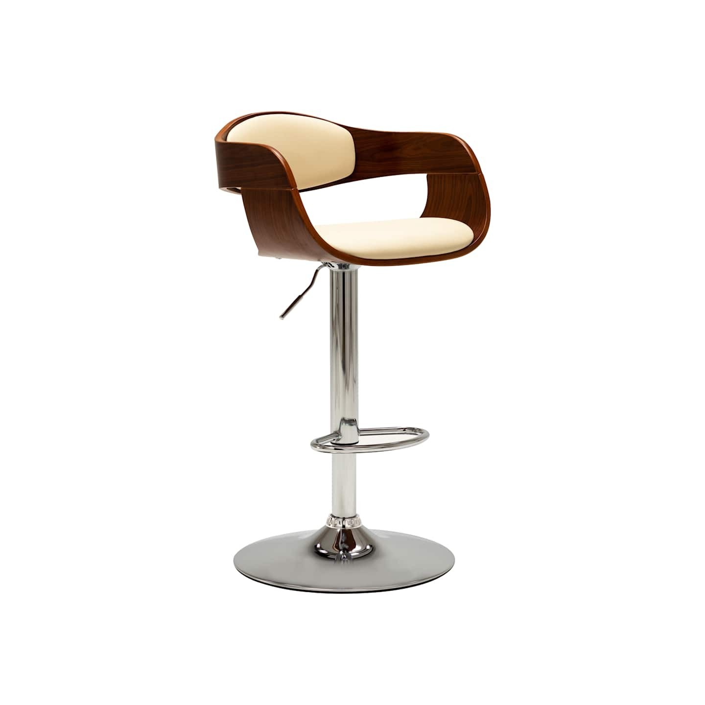 Tabouret de bar Crème Bois courbé et similicuir