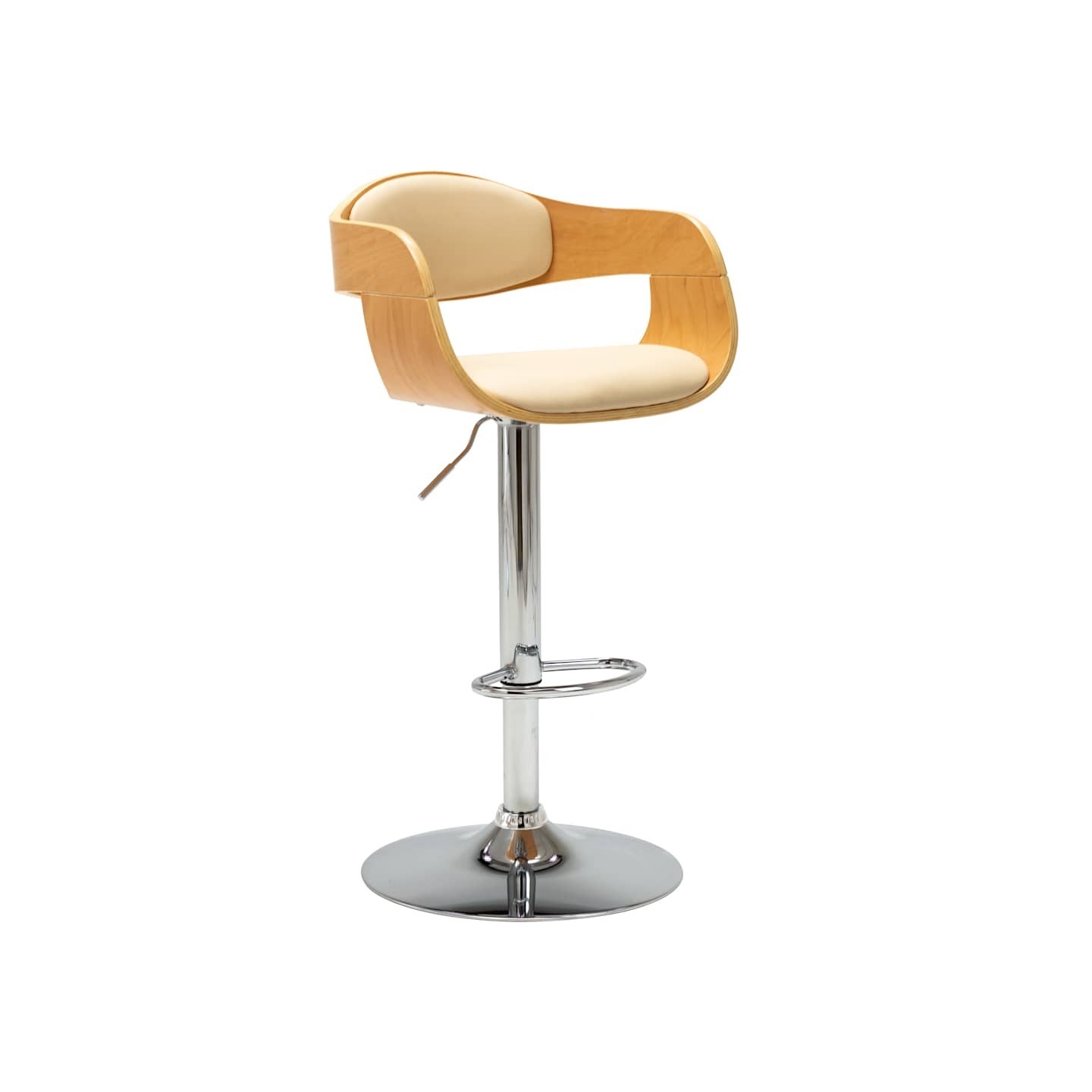 Tabouret de bar Crème Bois courbé et similicuir