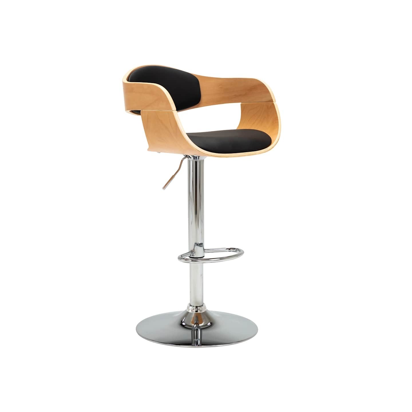 Tabouret de bar Noir Bois courbé et similicuir