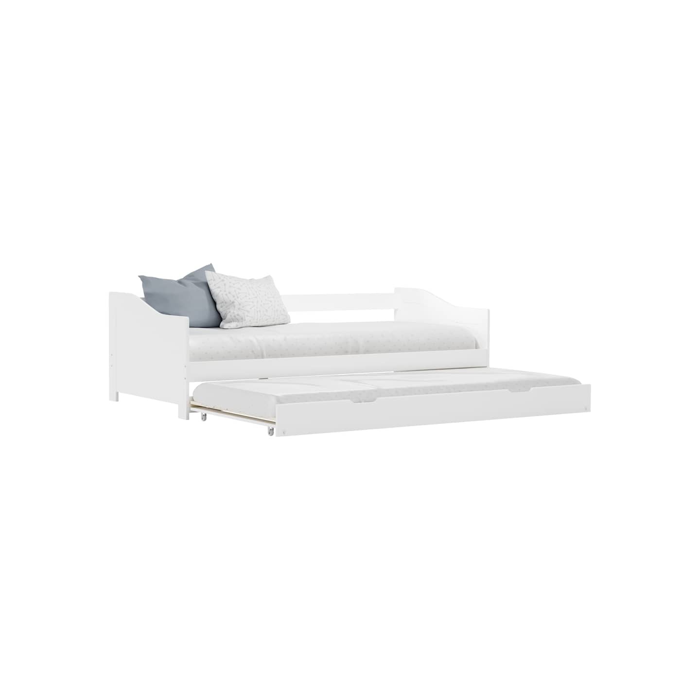 Cadre de lit extensible sans matelas blanc bois de pin 90x200cm