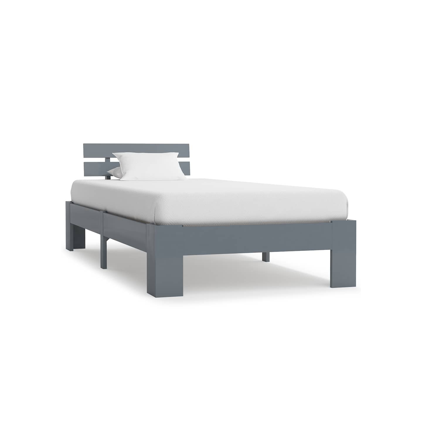 Cadre de lit sans matelas gris bois massif de pin 100x200 cm