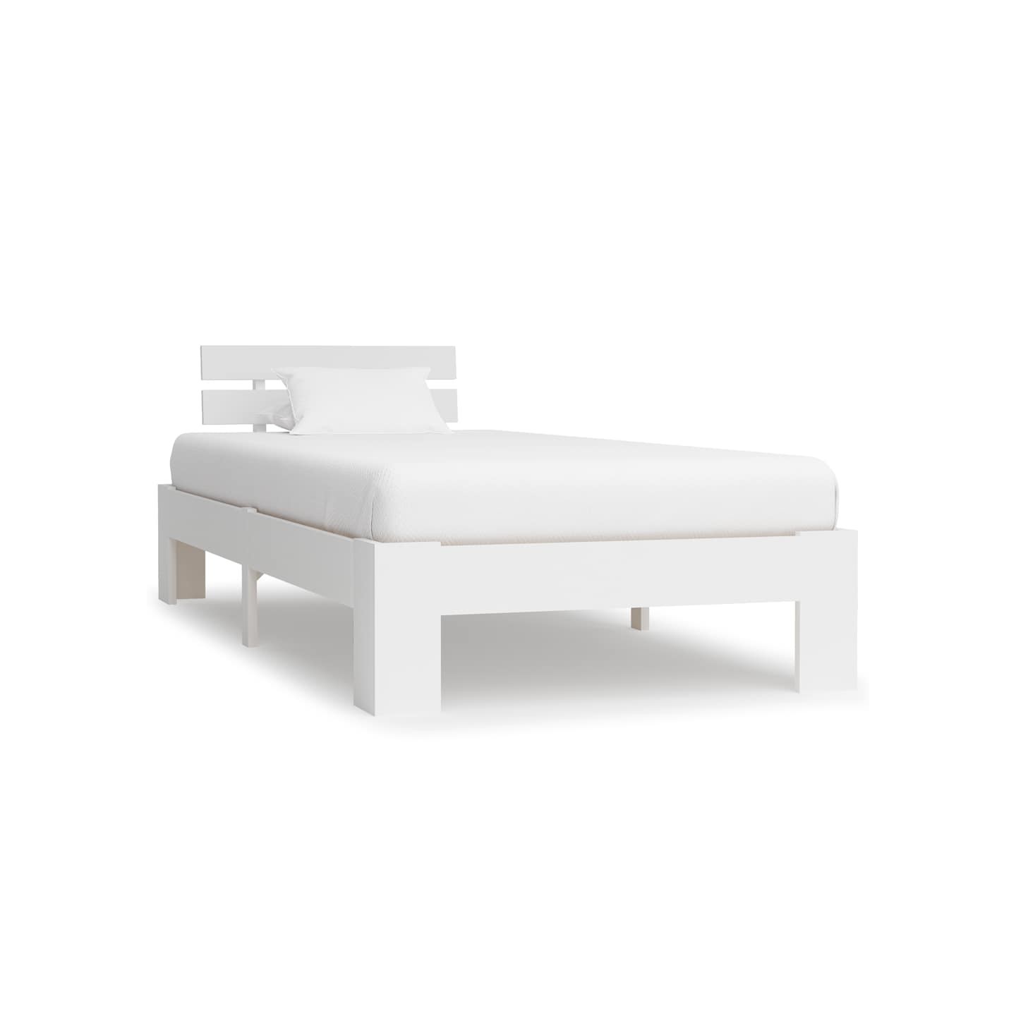 Cadre de lit sans matelas blanc bois de pin massif 90x200 cm
