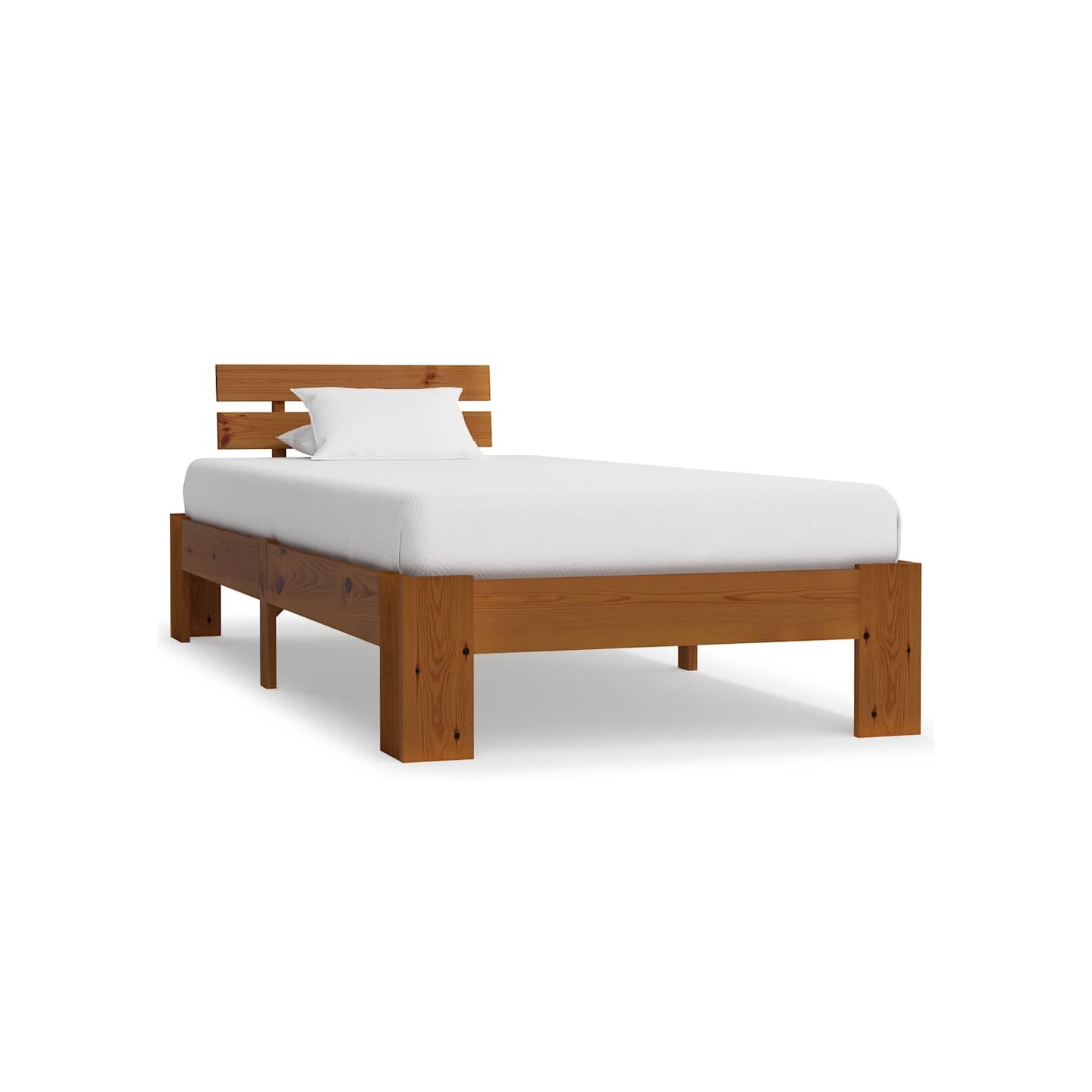 Cadre de lit sans matelas marron miel 100x200cm bois pin massif