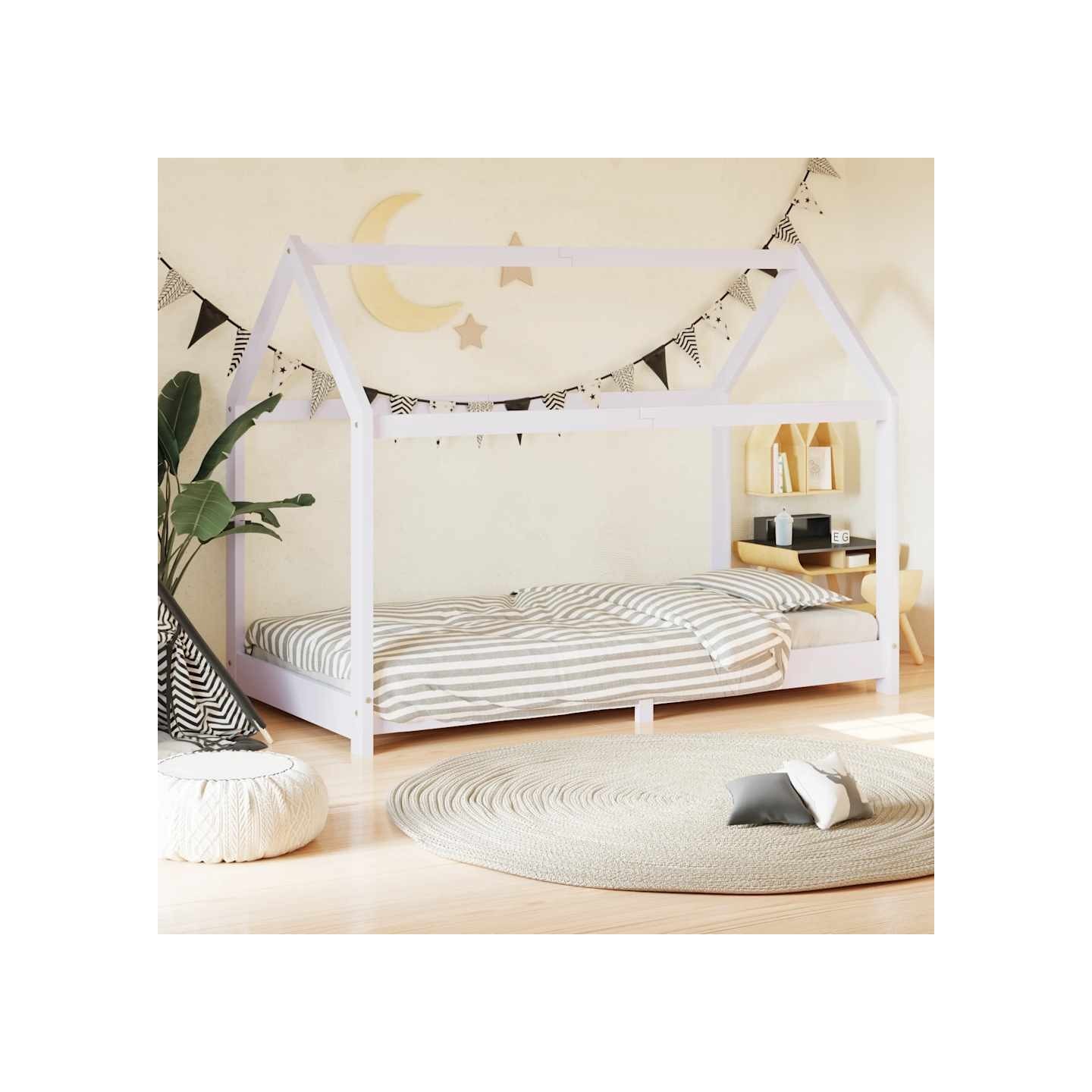 Cadre de lit d'enfant Blanc Bois de pin massif 70x140 cm