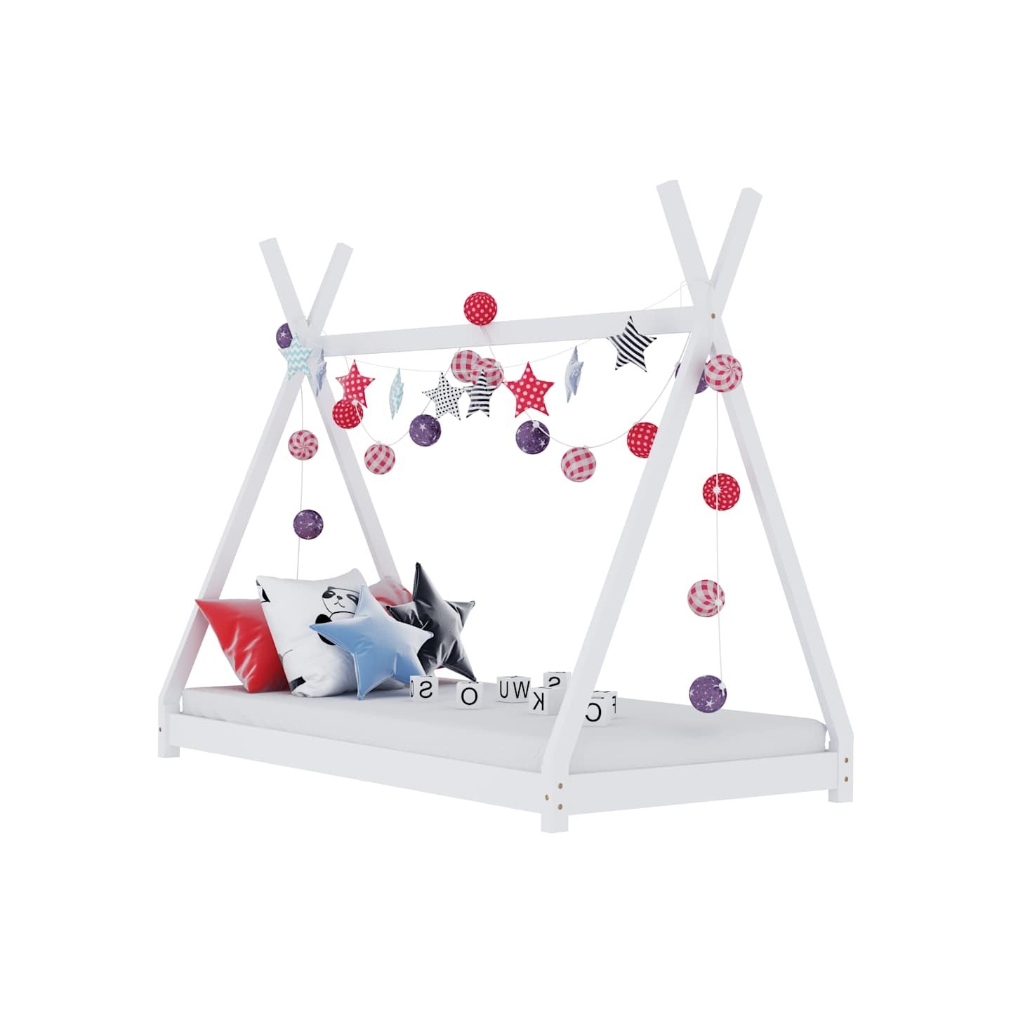 Cadre de lit d'enfant Blanc Bois de pin massif 90 x 200 cm