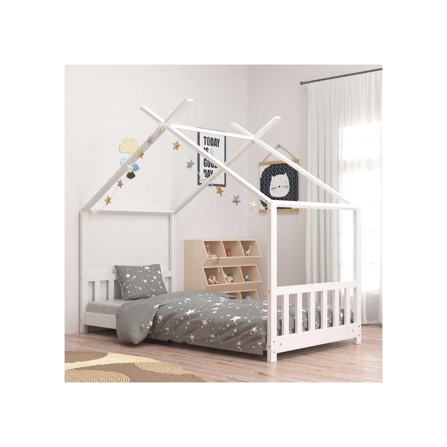 Cadre de lit d'enfant Blanc Bois de pin massif 80x160 cm