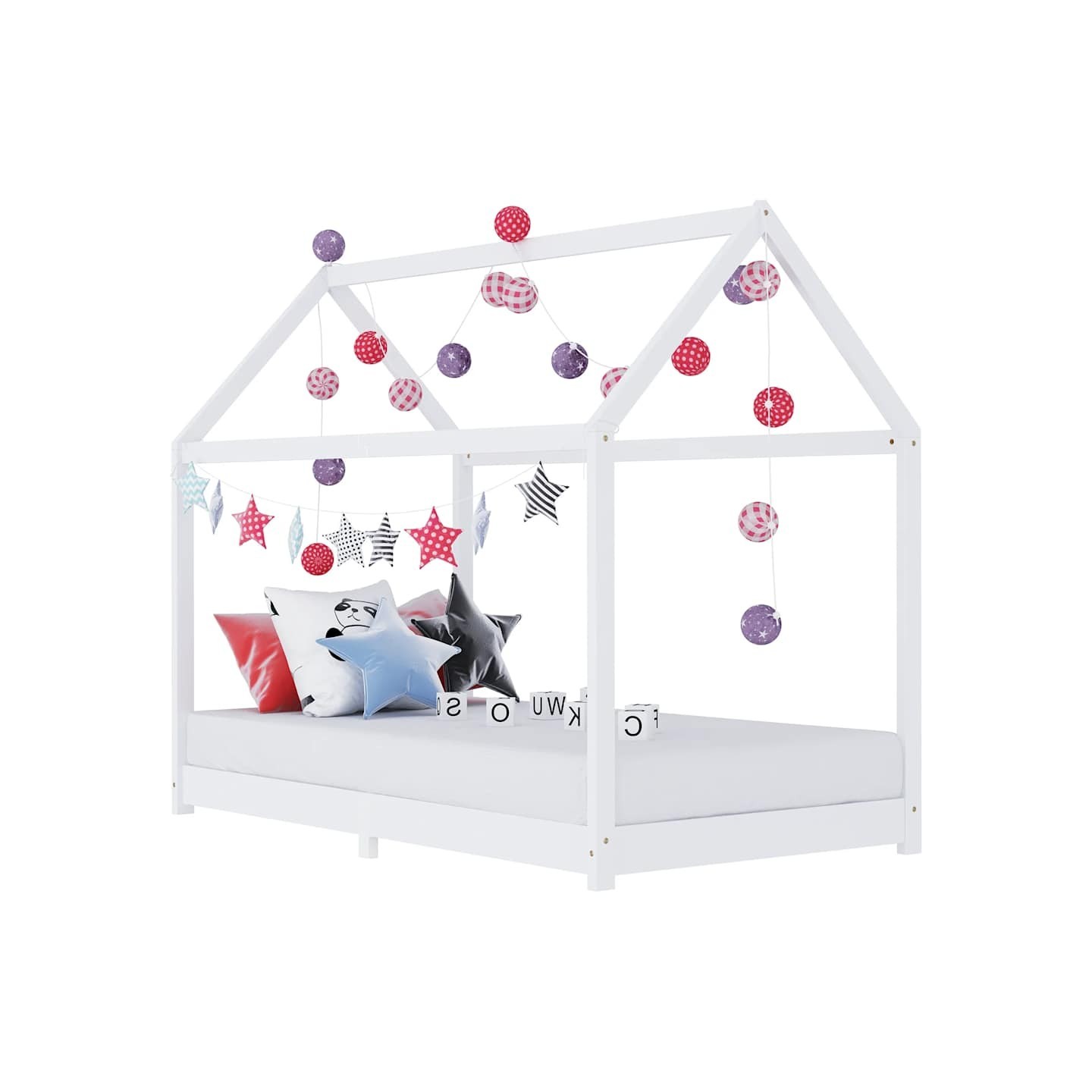 Cadre de lit d'enfant Blanc Bois de pin massif 90 x 200 cm