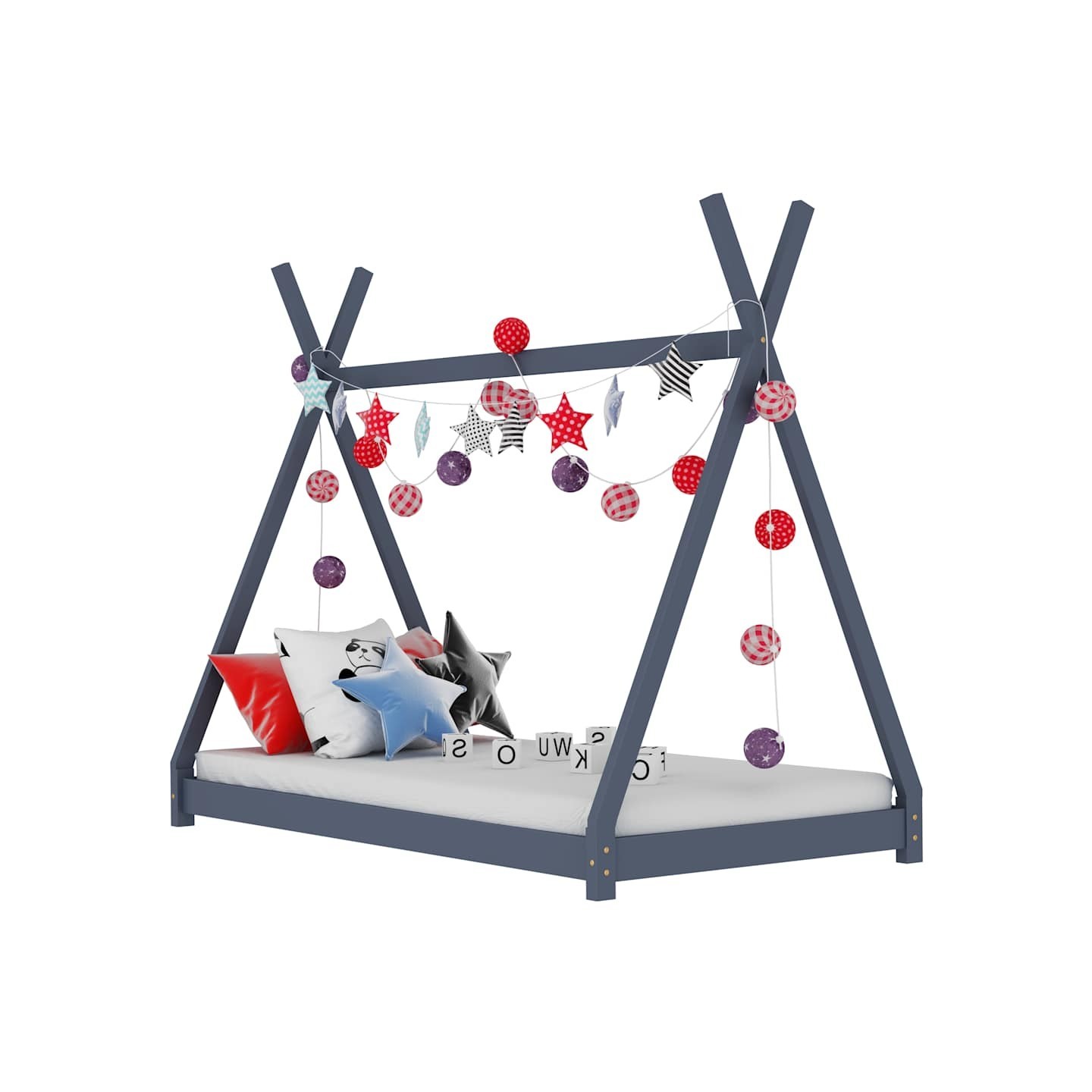 Cadre de lit d'enfant Gris Bois de pin massif 80x160 cm