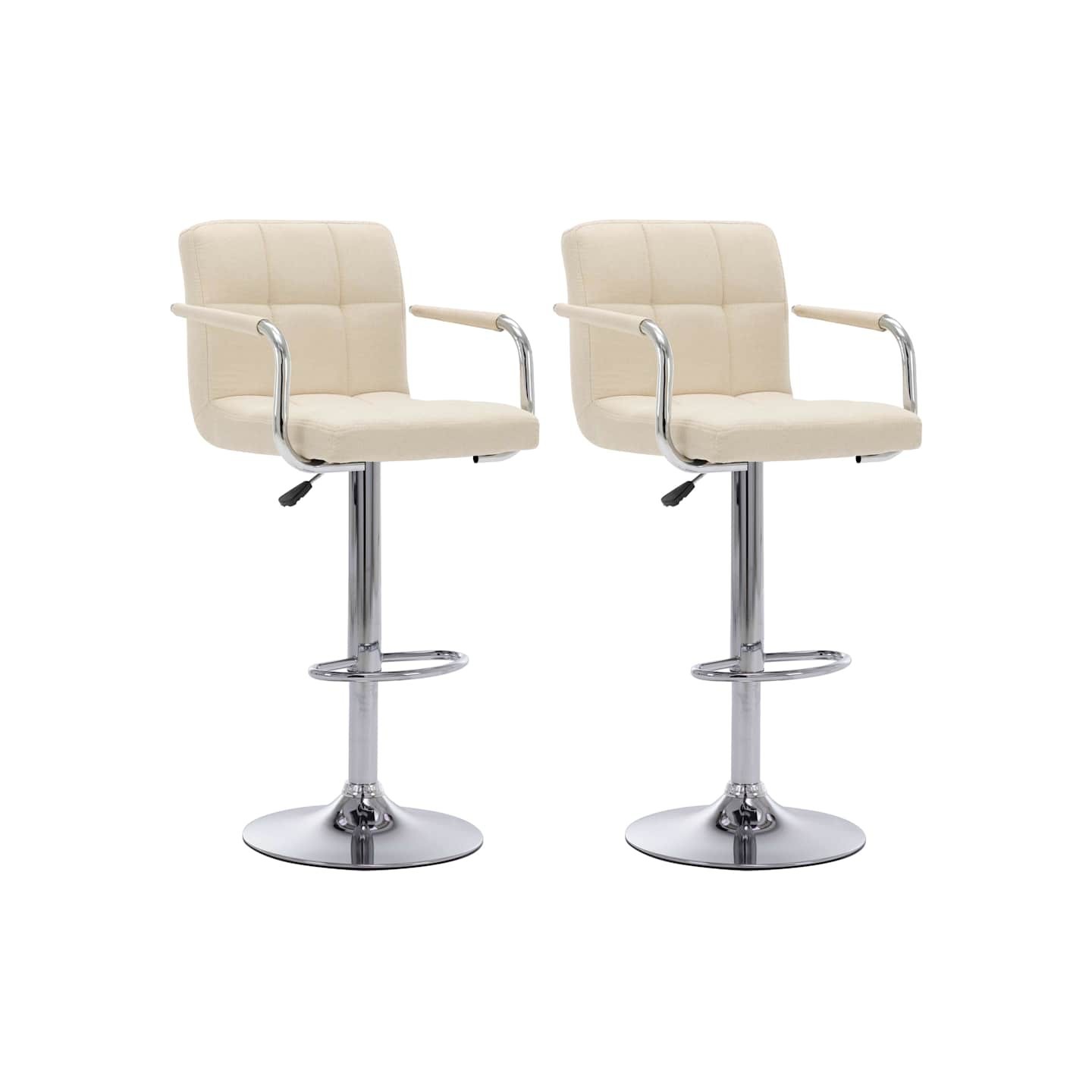 Chaises de bar lot de 2 crème tissu