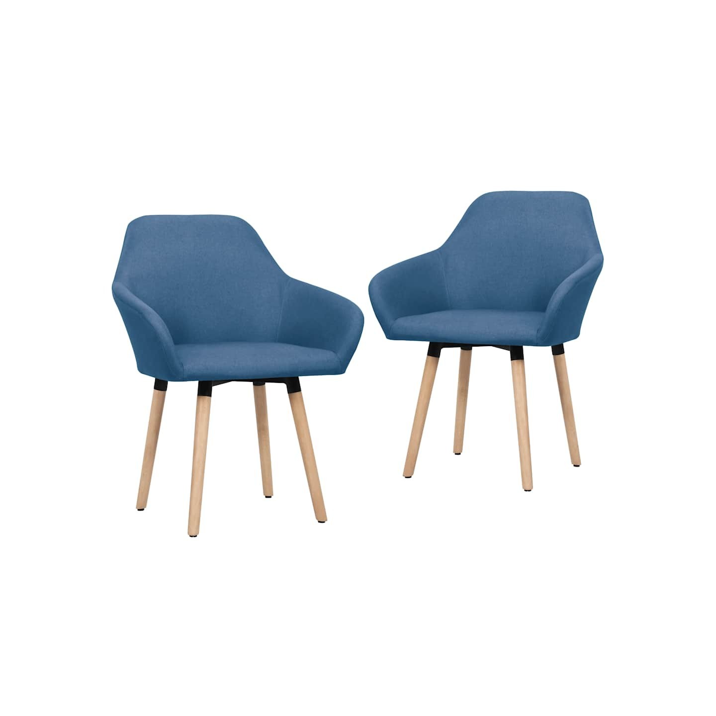 Chaises à manger lot de 2 bleu tissu