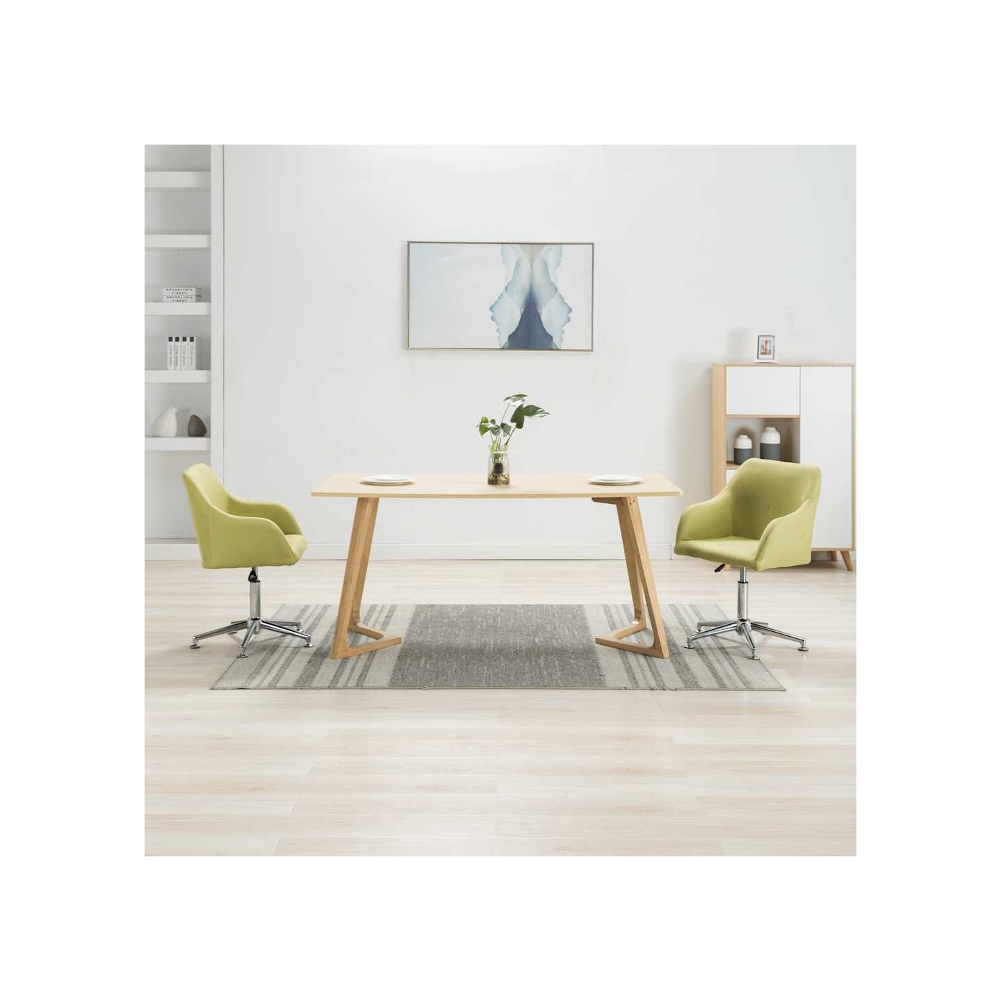 Chaises pivotantes à manger lot de 2 vert tissu