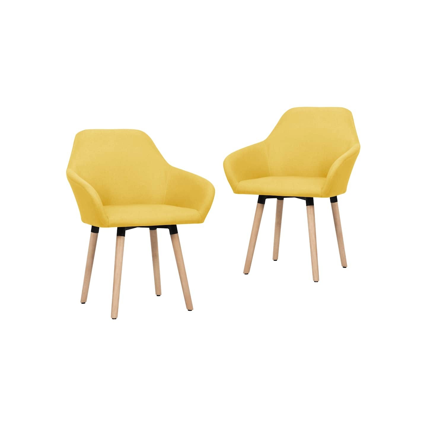 Chaises à manger lot de 2 jaune tissu