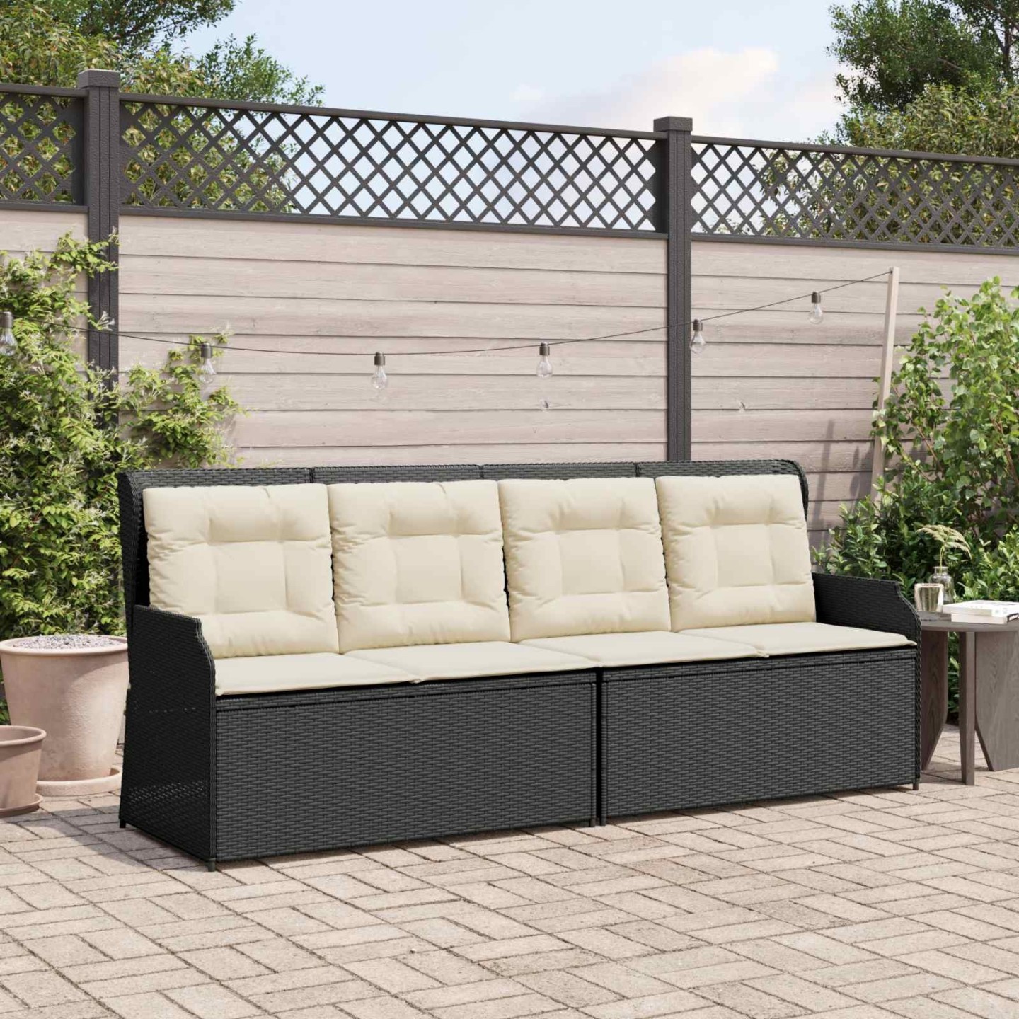 Banc de jardin 2 place Noir et blanc crème polyrotin