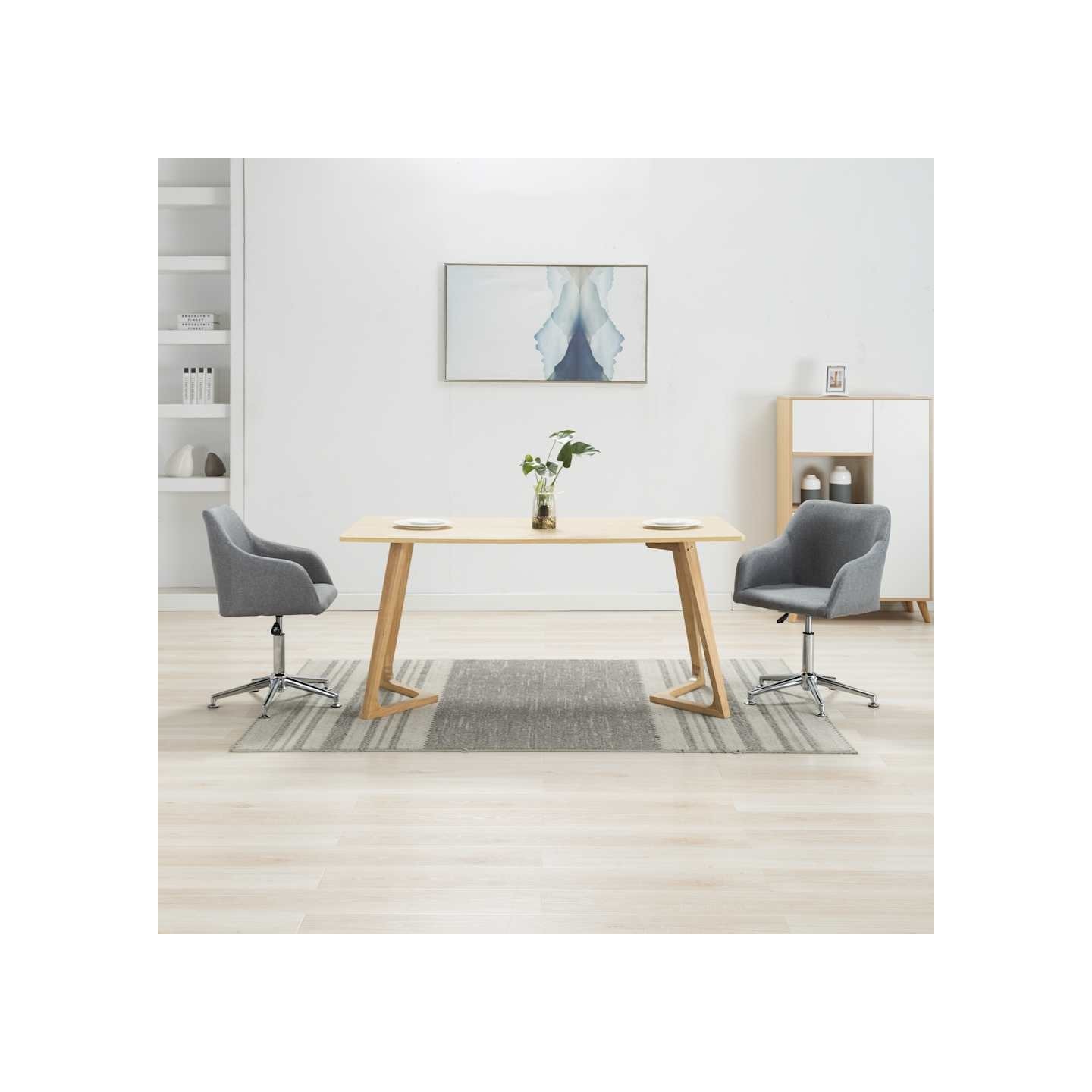 Chaises pivotantes à manger lot de 2 gris clair tissu