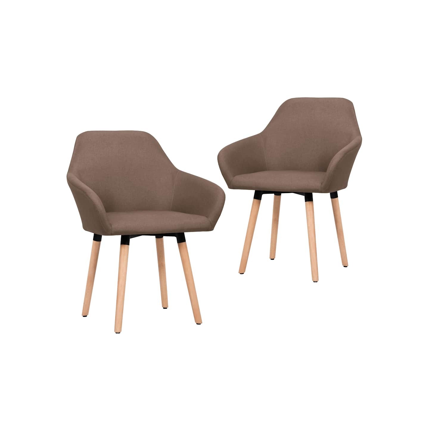 Chaises à manger lot de 2 marron tissu