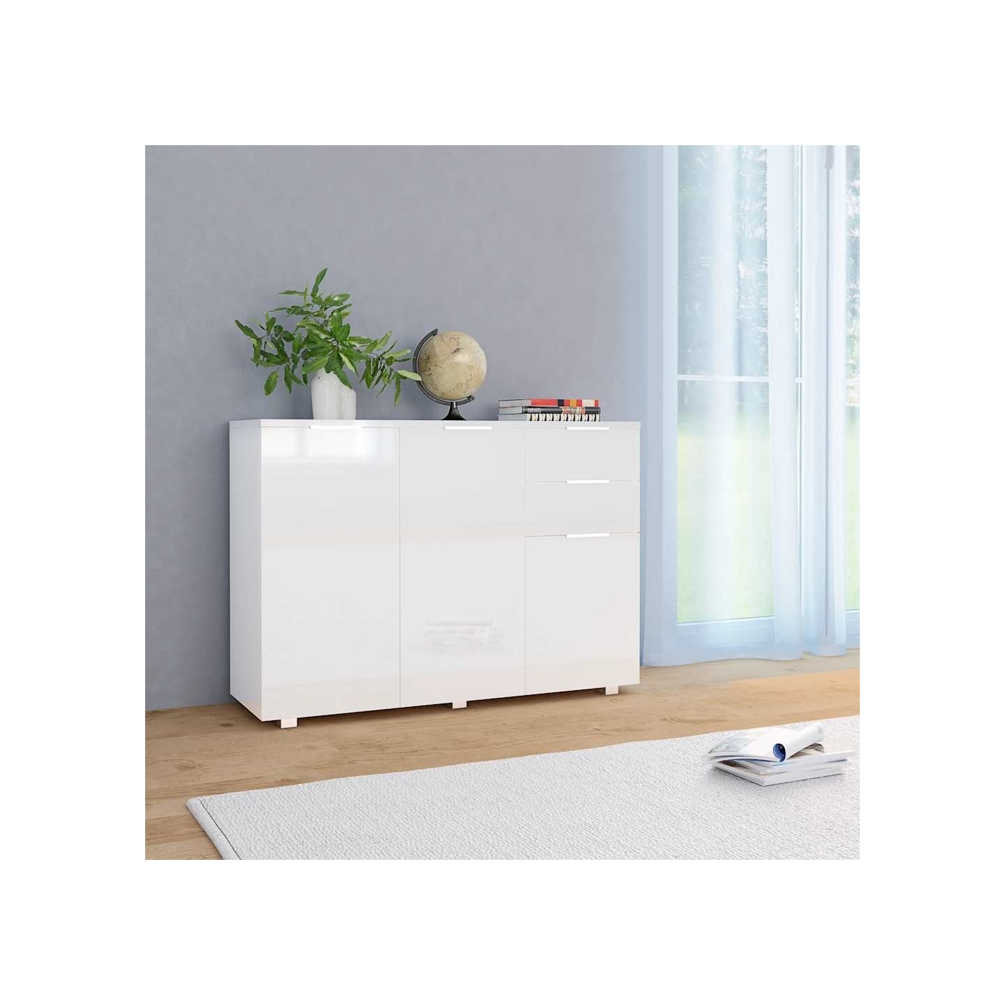Buffet Blanc brillant 107x35x80,5 cm