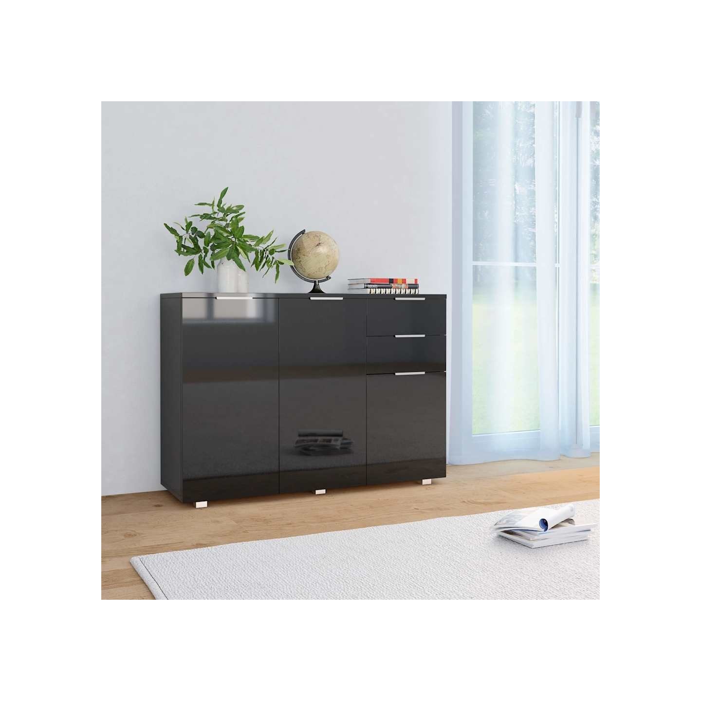 Buffet Noir brillant 107x35x80,5 cm