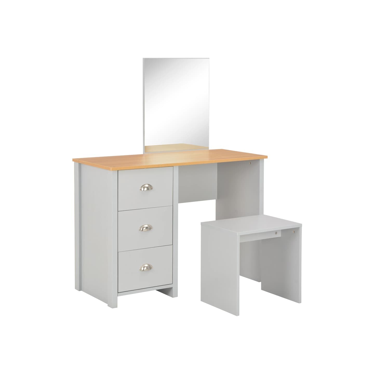 Coiffeuse avec miroir et tabouret Gris 104x45x131 cm