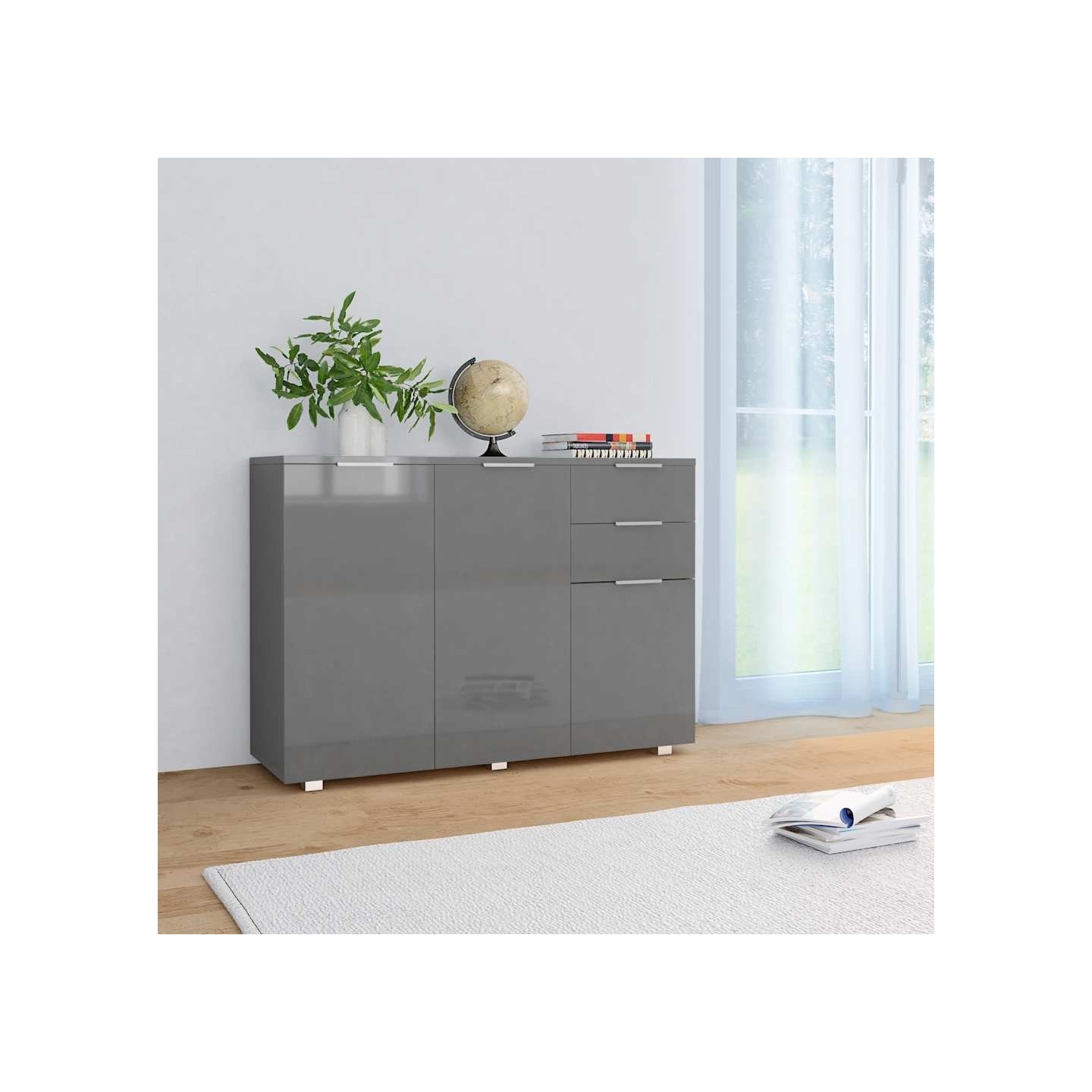 Buffet Gris brillant 107x35x80,5 cm