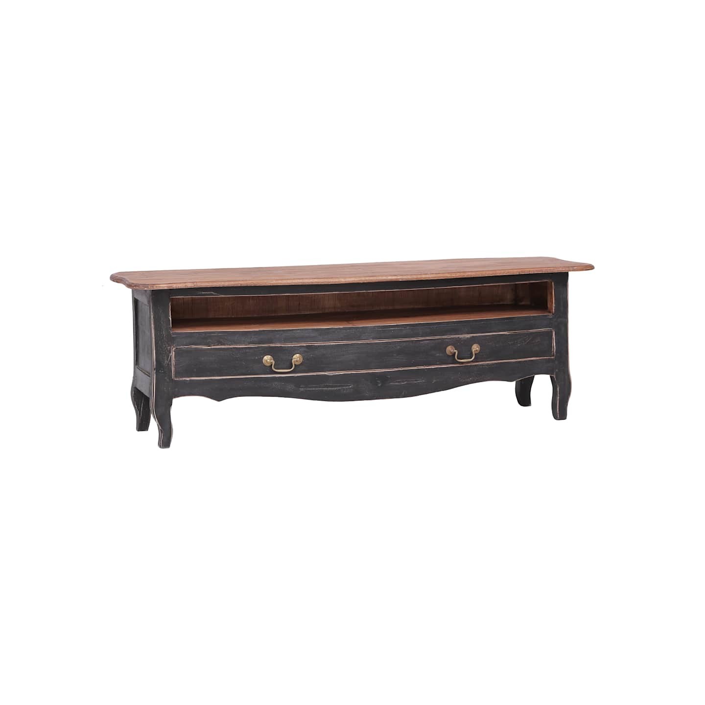 Meuble TV 120x30x40 cm noir bois d'acajou massif