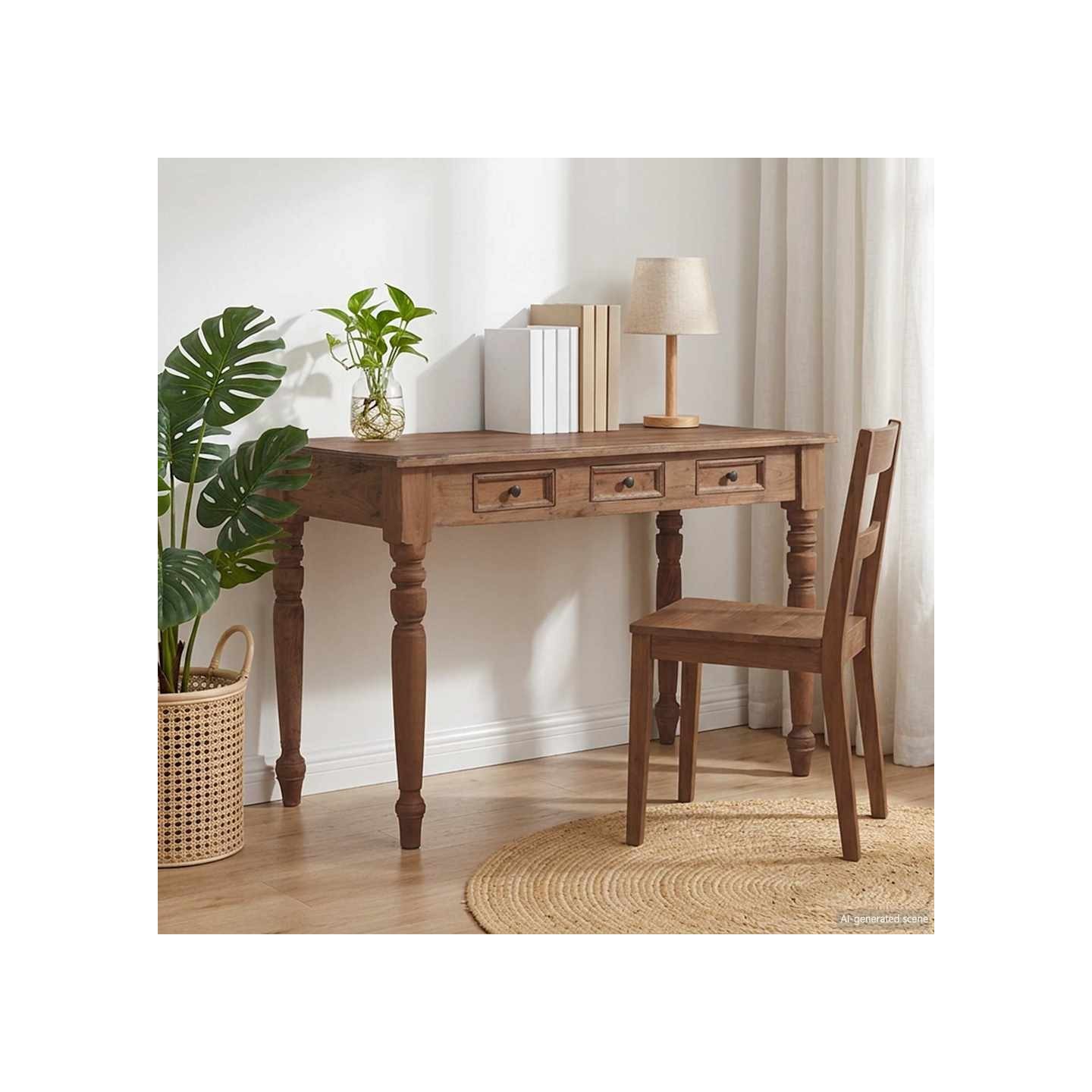 Bureau avec tiroirs 117x57x75 cm bois d'acajou massif