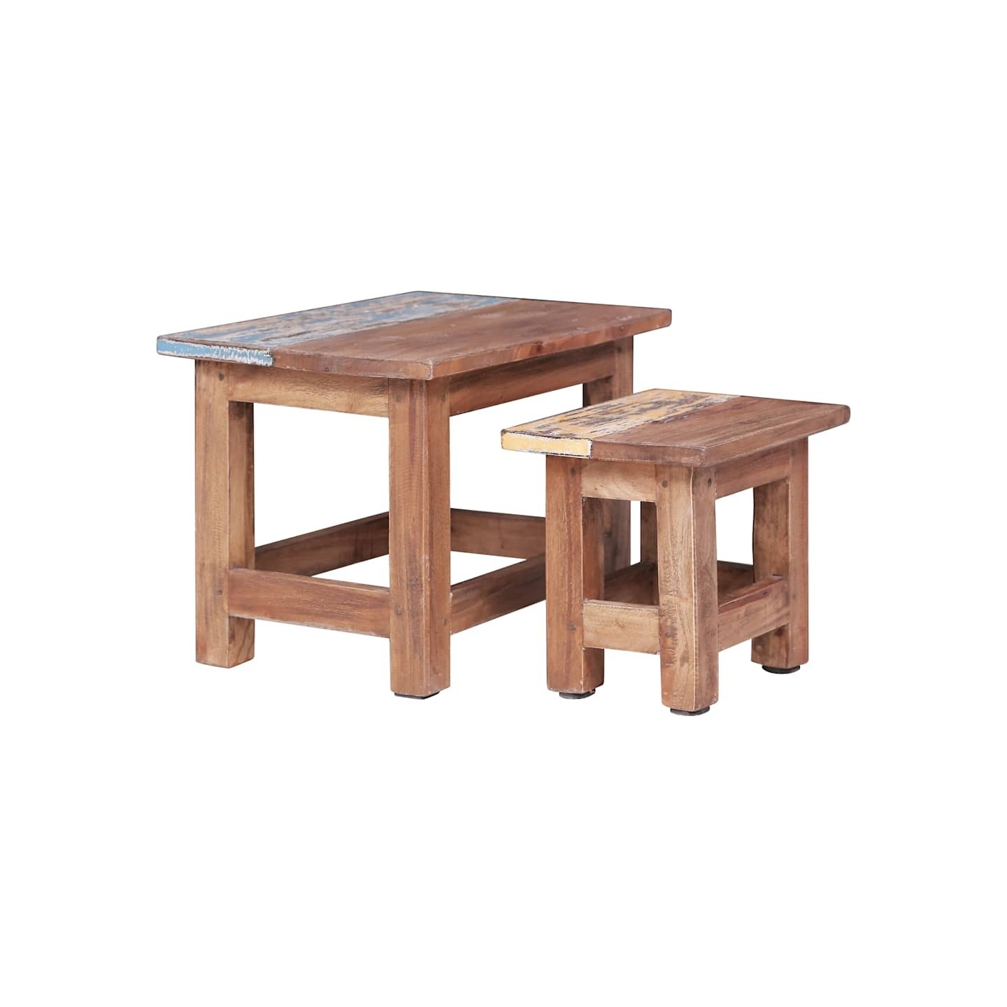 Tables gigognes 2 pcs bois d'acajou massif